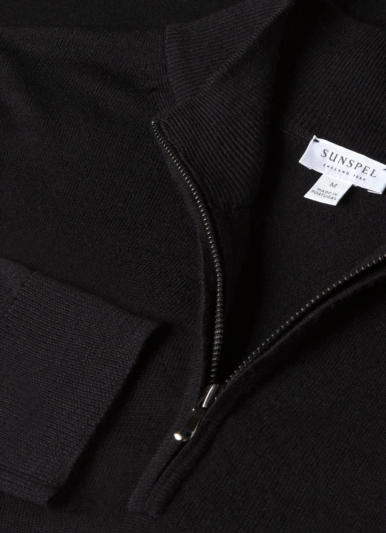 Men's Extra-Fine Merino Zip Neck in Black sold by Sunspel product image thumbnail 4