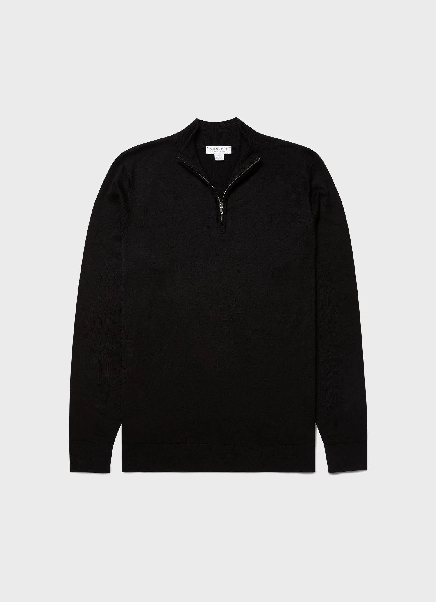 Men's Extra-Fine Merino Zip Neck in Black sold by Sunspel