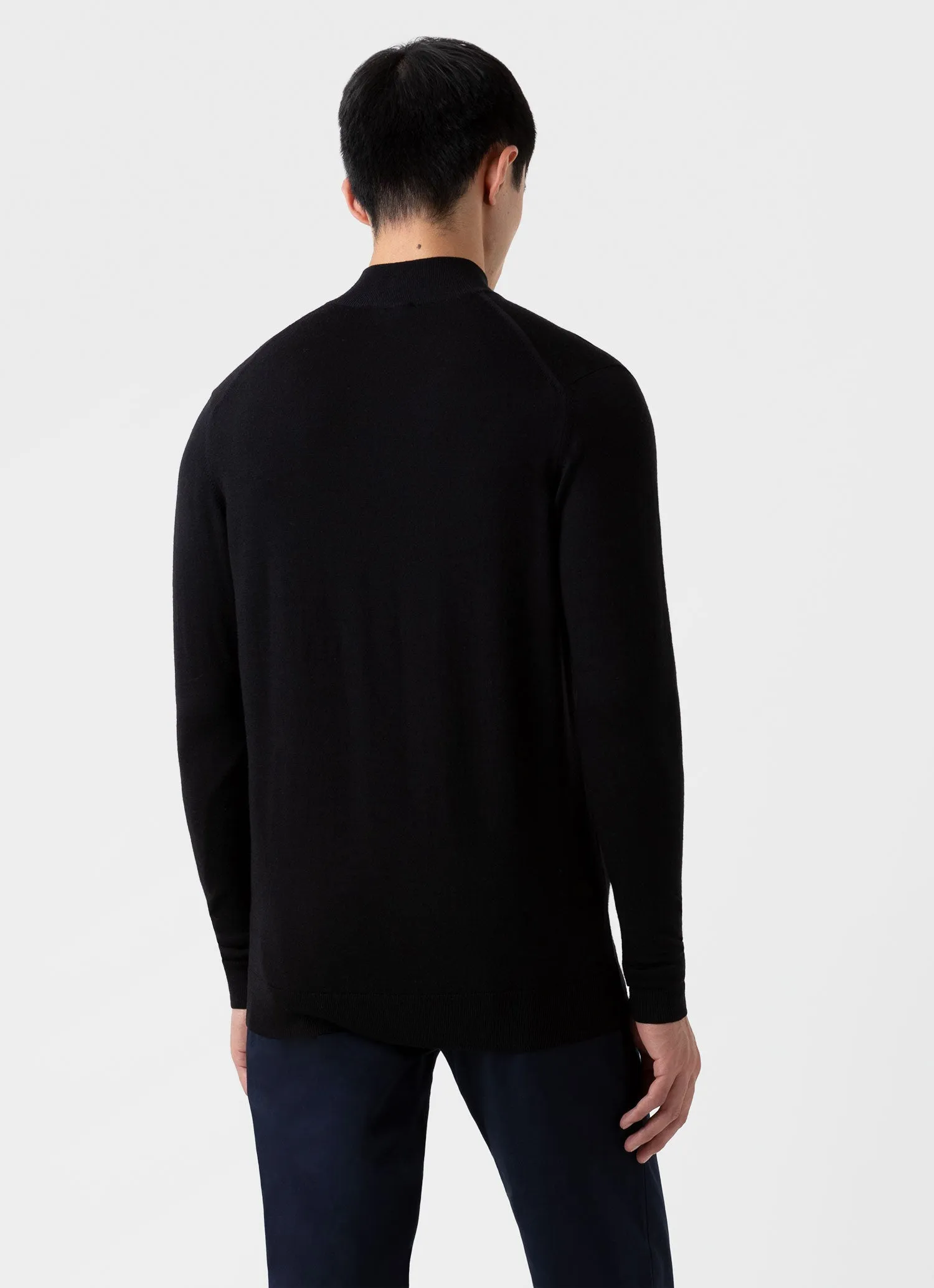 Men's Extra-Fine Merino Zip Neck in Black sold by Sunspel product image thumbnail 5