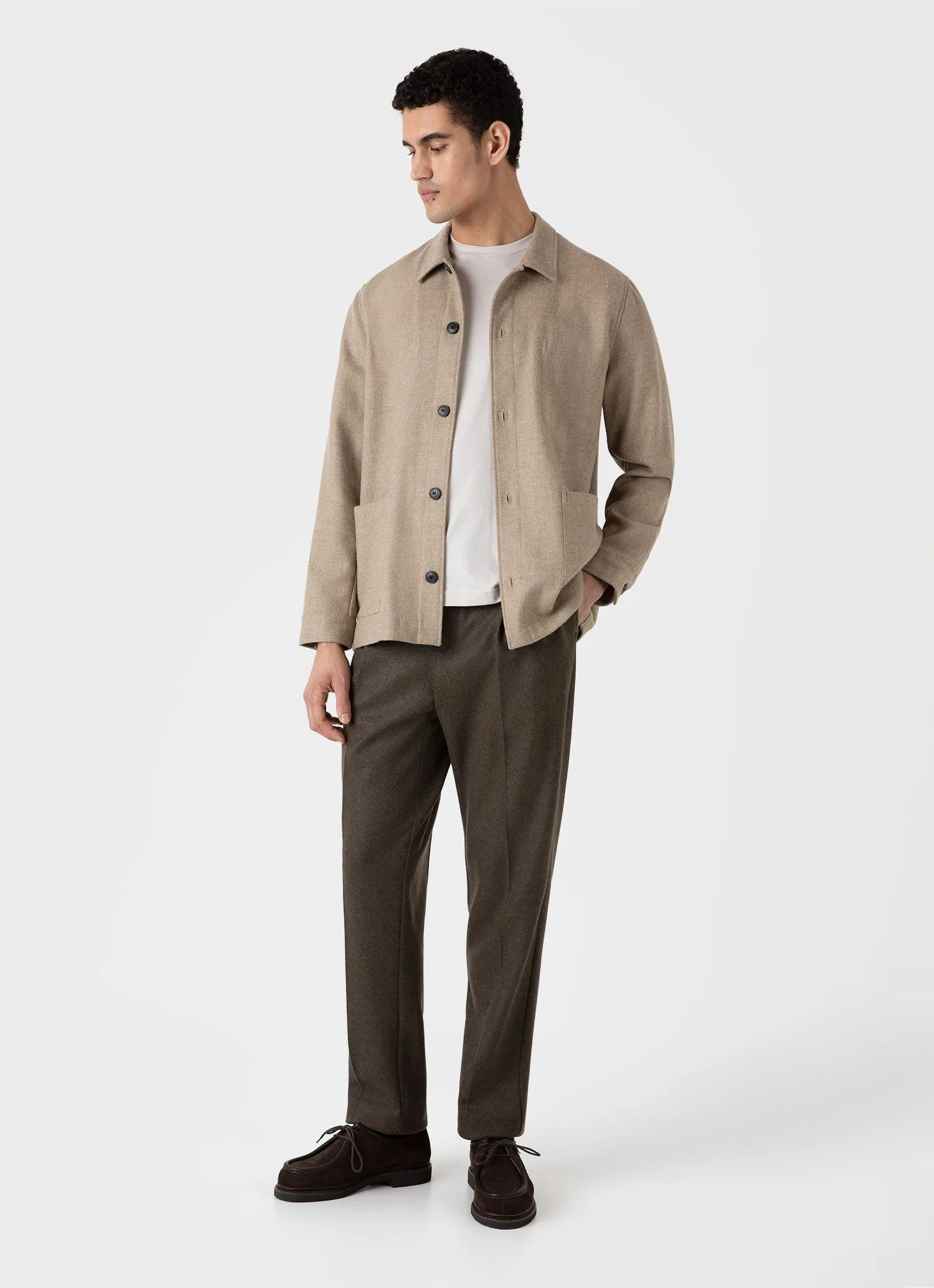 Men's Wool Twin Pocket Jacket in Sandstone sold by Sunspel product image thumbnail 3
