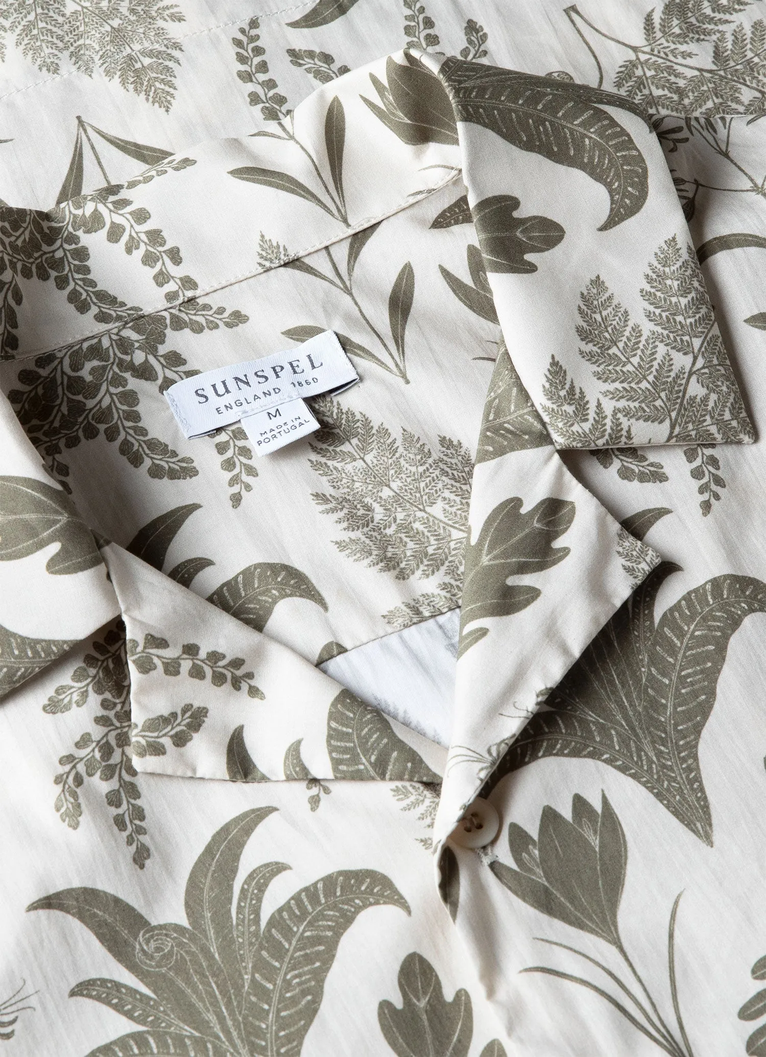 Men's Leaf Print Camp Collar Shirt in Ecru sold by Sunspel product image thumbnail 4