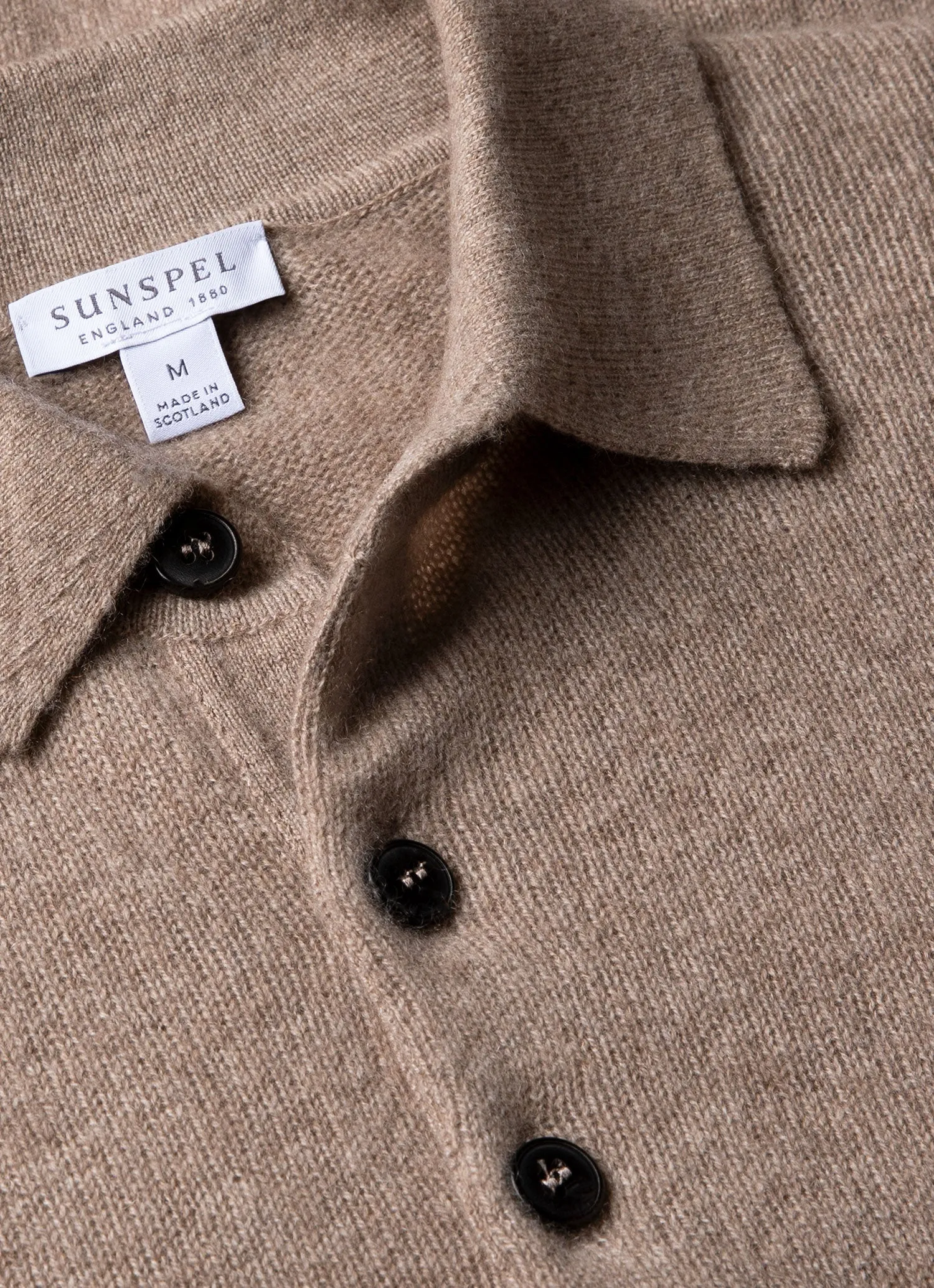 Men's Cashmere Polo Shirt in Natural Brown sold by Sunspel product image thumbnail 4