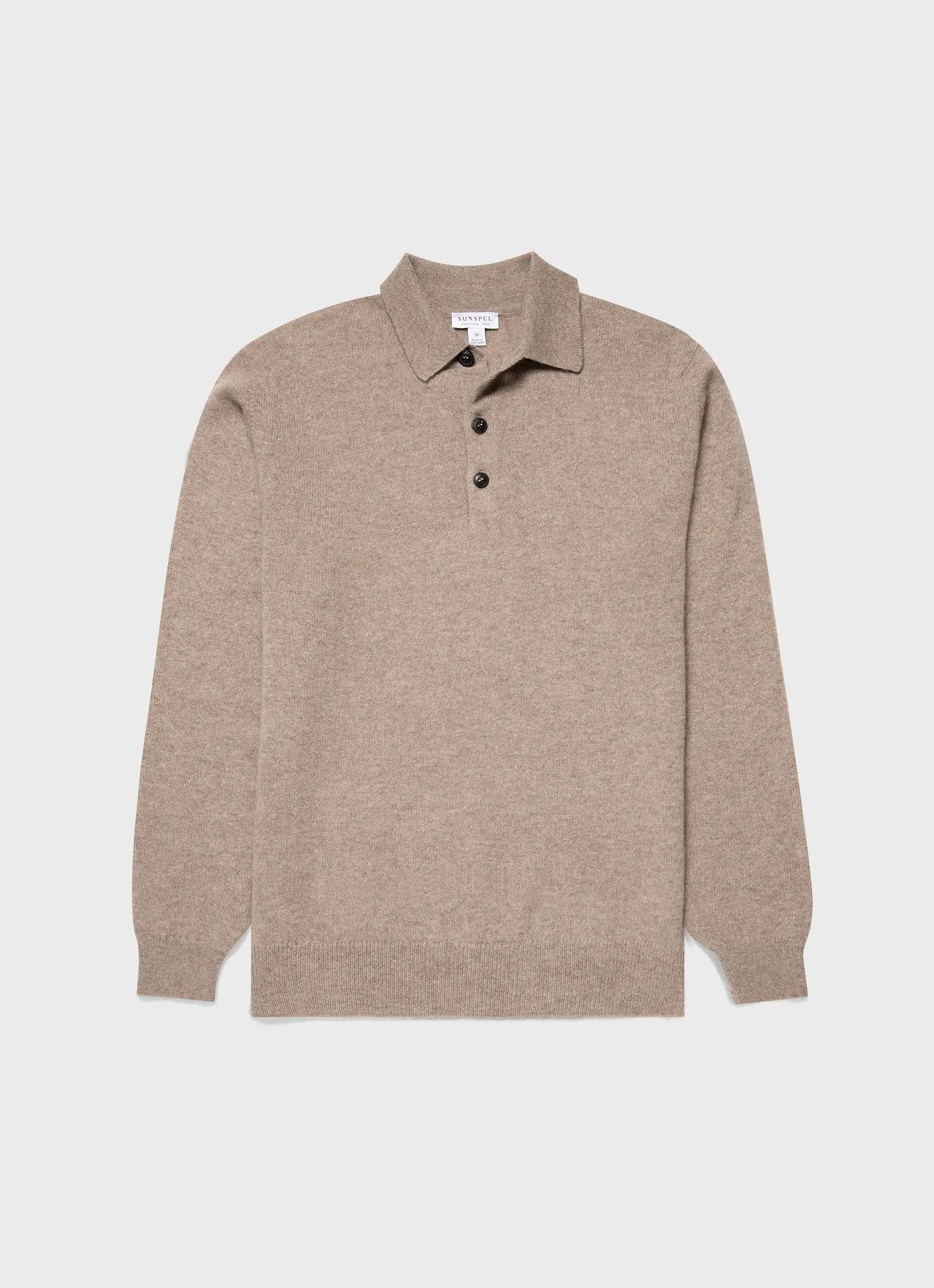 Men's Cashmere Polo Shirt in Natural Brown sold by Sunspel