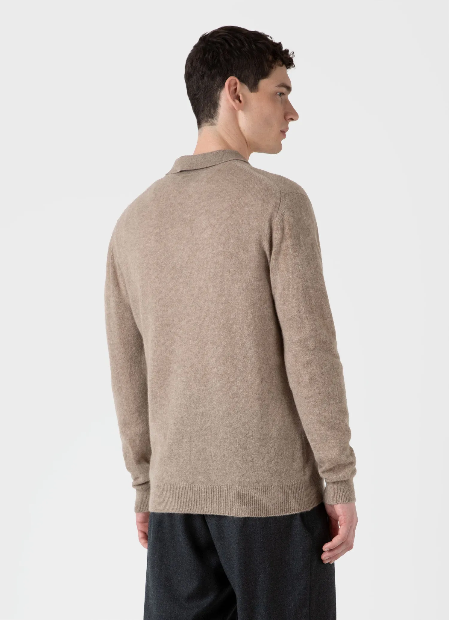 Men's Cashmere Polo Shirt in Natural Brown sold by Sunspel product image thumbnail 5