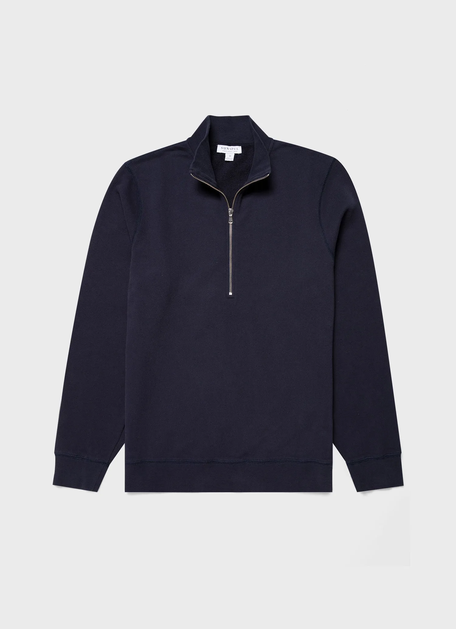 Men's Half Zip Loopback Sweatshirt in Navy sold by Sunspel