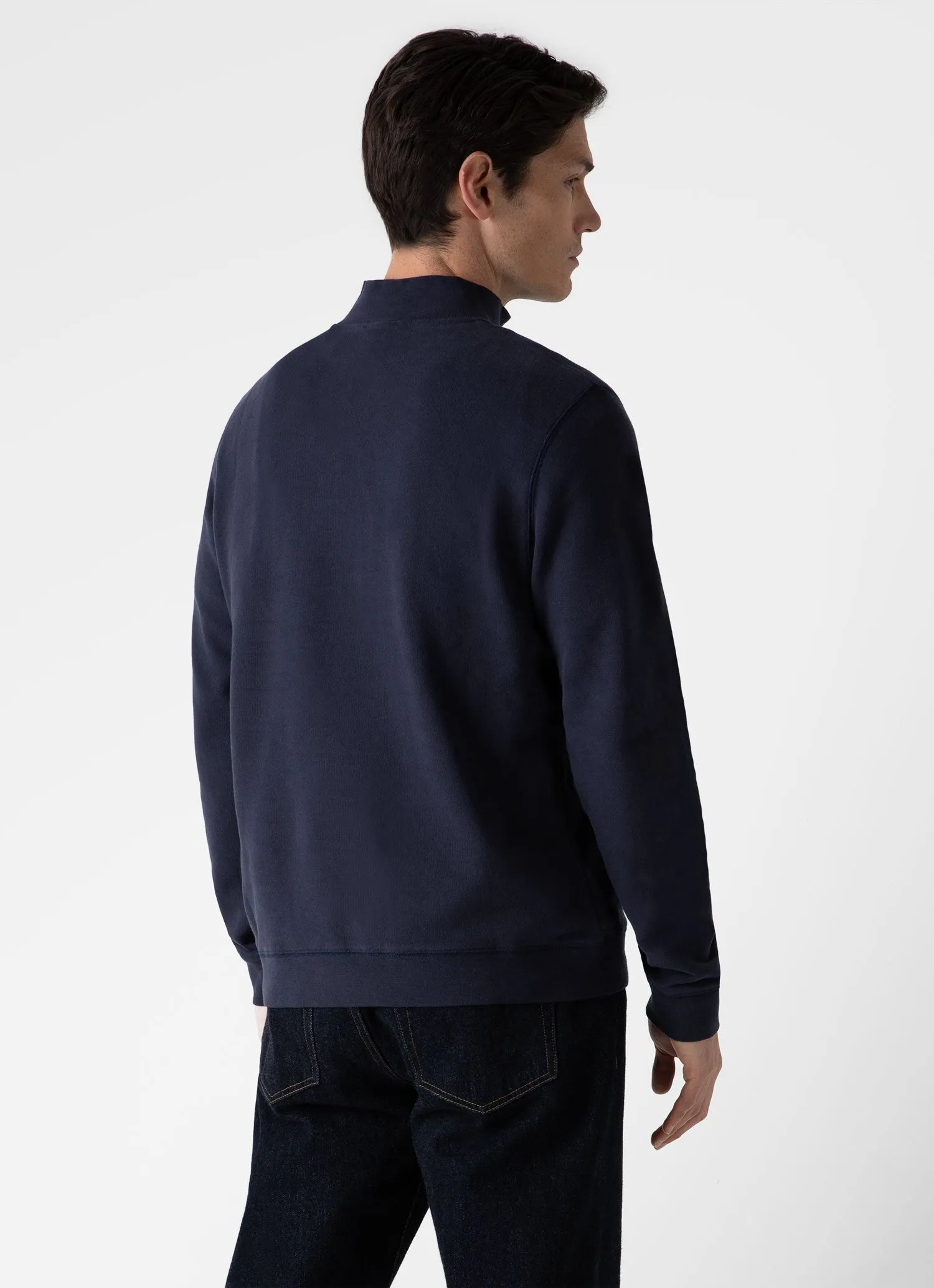 Men's Half Zip Loopback Sweatshirt in Navy sold by Sunspel product image thumbnail 5