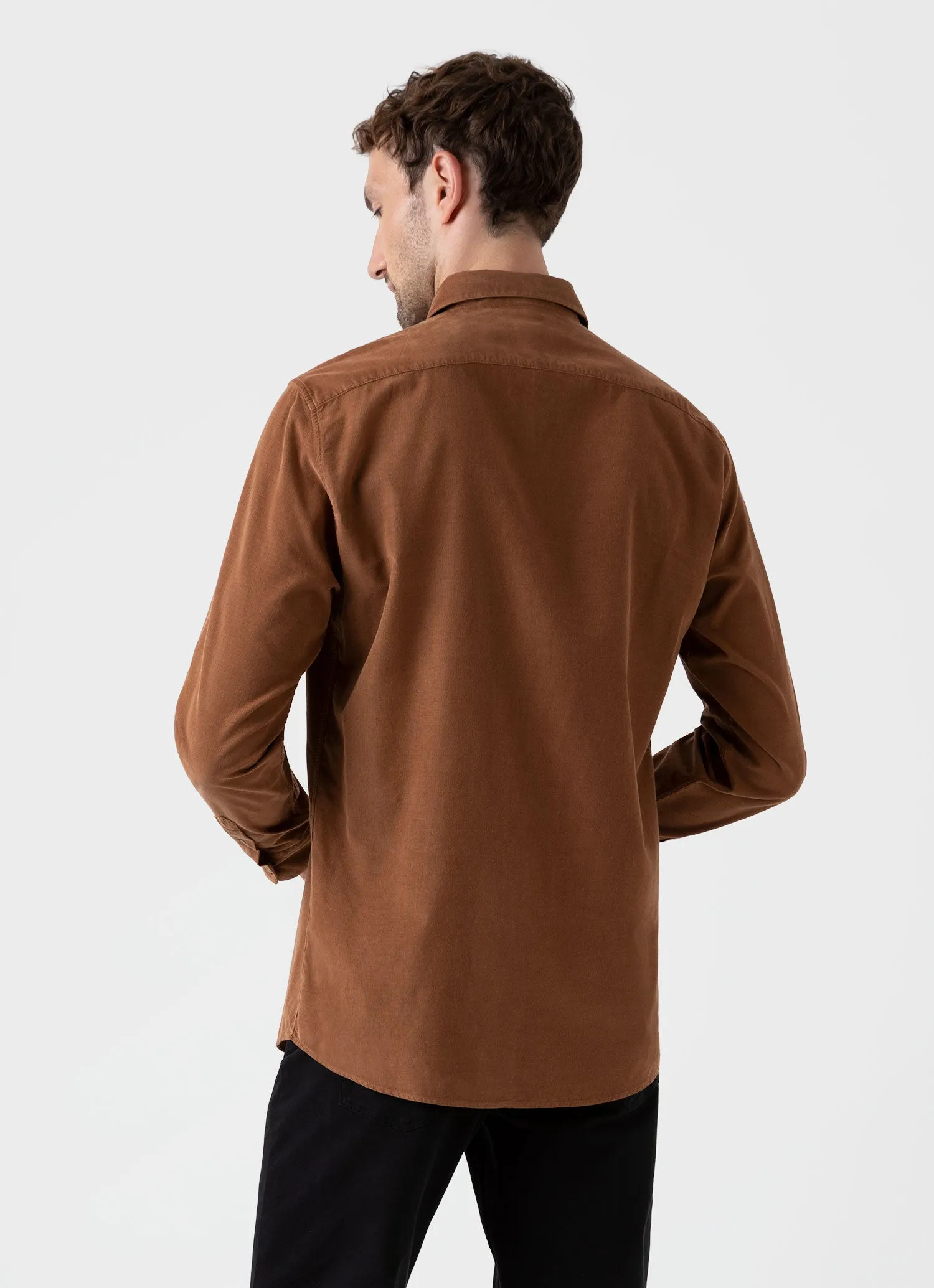 Men's Fine Cord Shirt in Pecan sold by Sunspel product image thumbnail 4