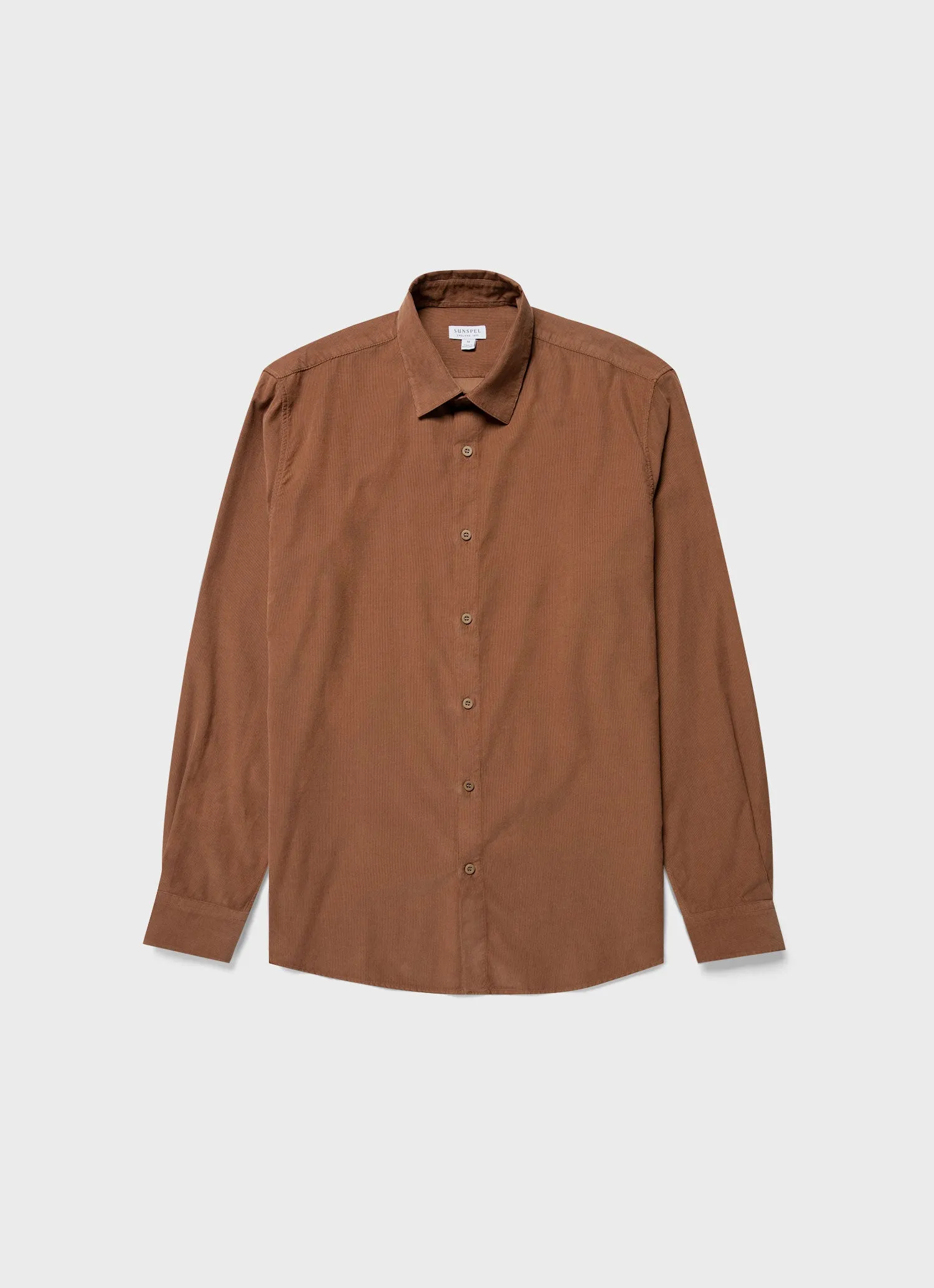 Men's Fine Cord Shirt in Pecan sold by Sunspel