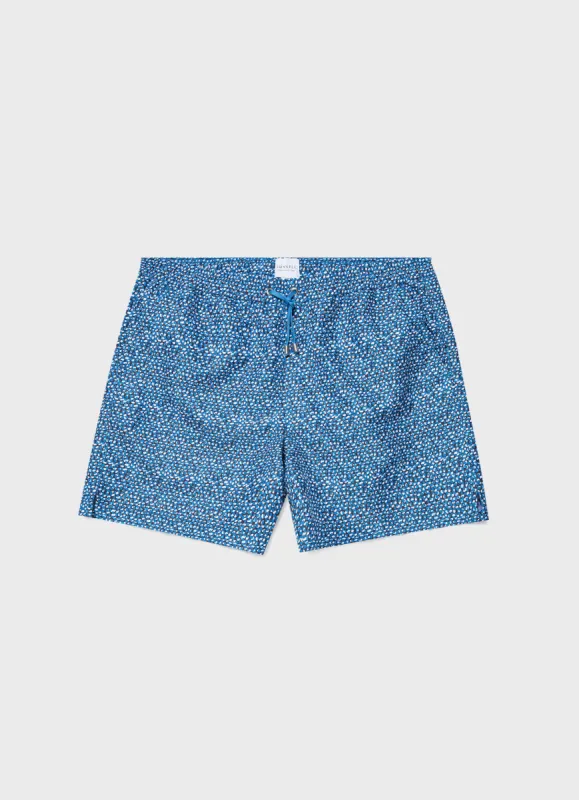 Men's Swimshort in Turquoise Painted Spot Print sold by Sunspel