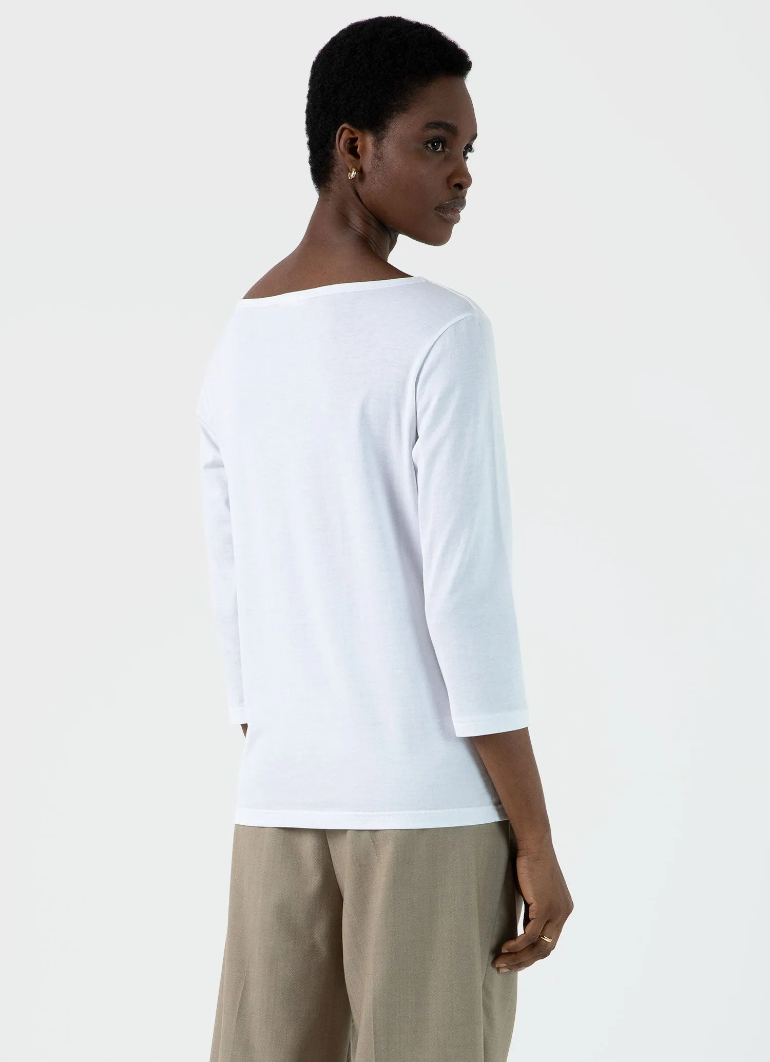 Women's Boat Neck T-shirt in White sold by Sunspel product image thumbnail 4