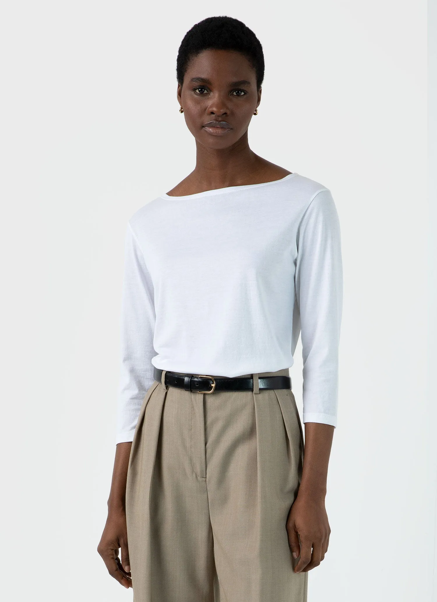 Women's Boat Neck T-shirt in White sold by Sunspel product image thumbnail 3