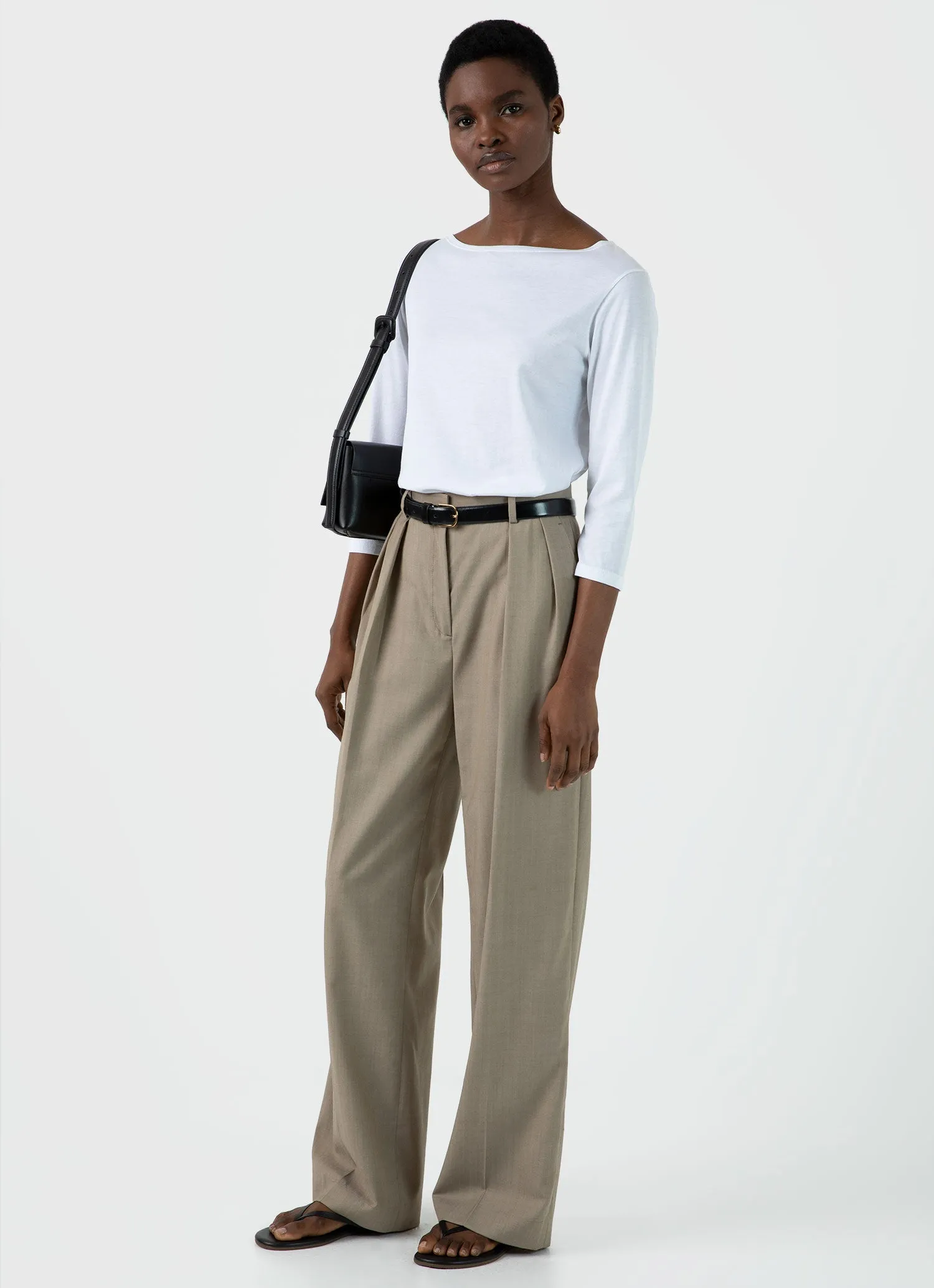 Women's Boat Neck T-shirt in White sold by Sunspel