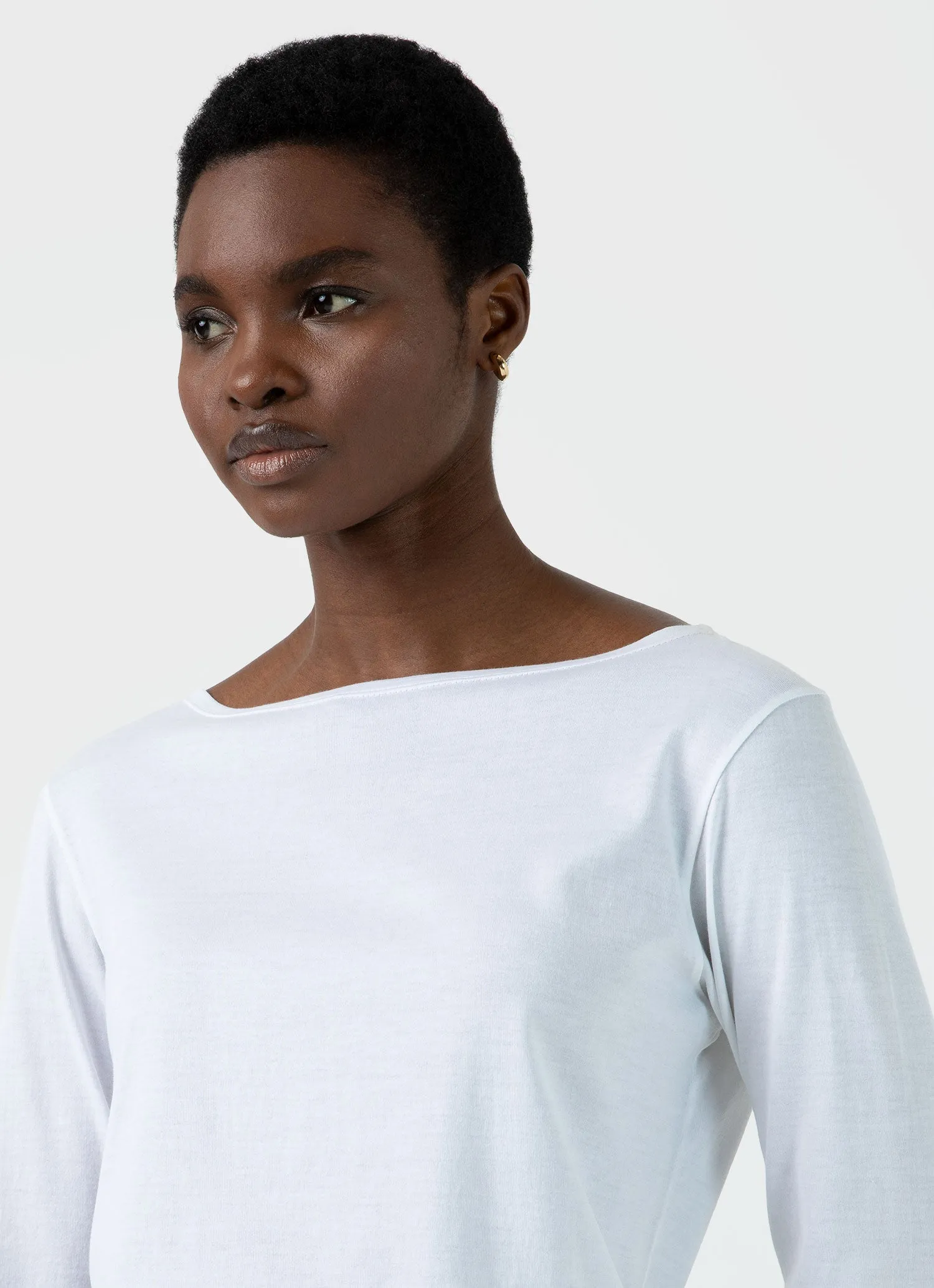 Women's Boat Neck T-shirt in White sold by Sunspel product image thumbnail 2