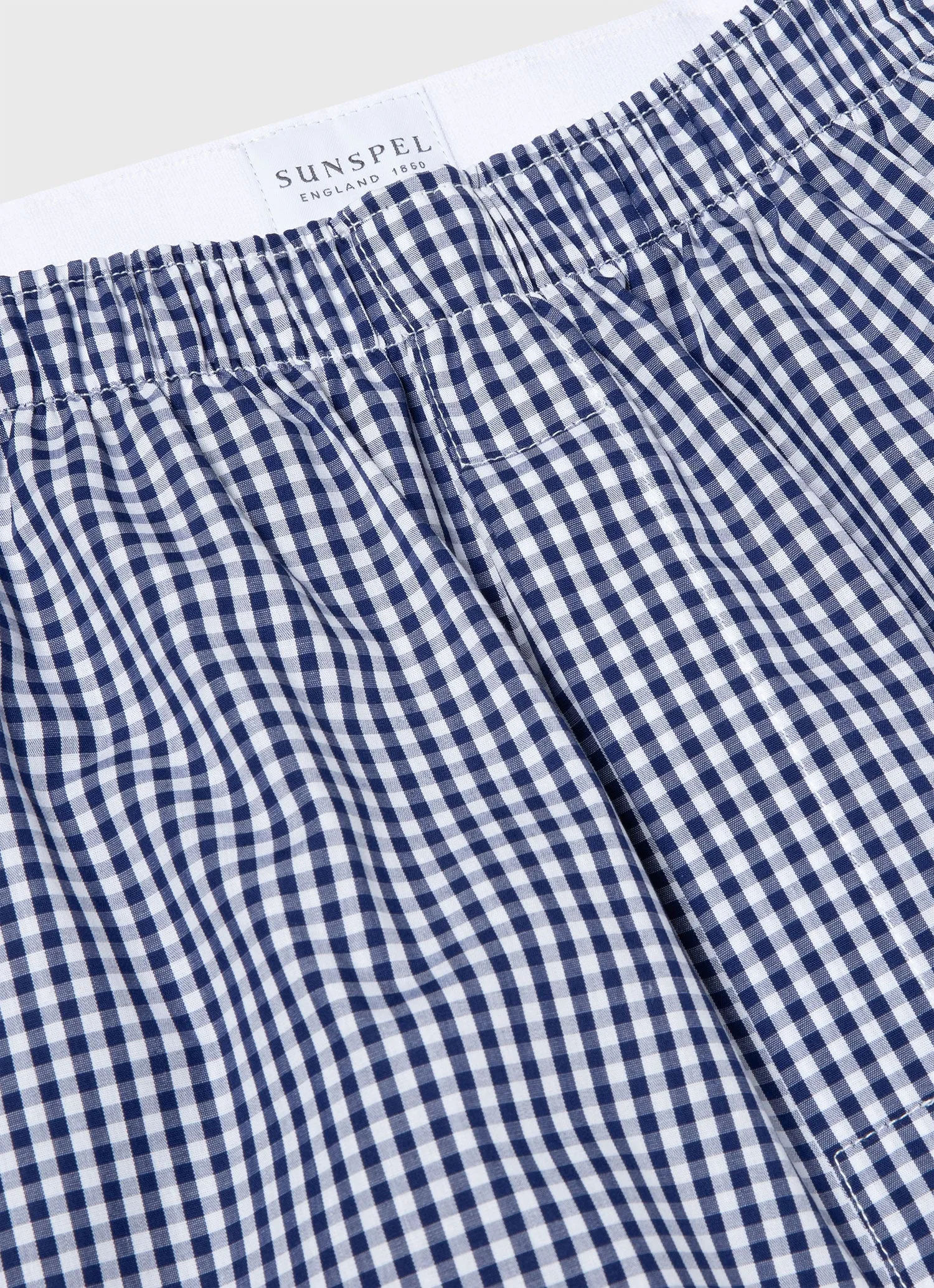 Men's Classic Boxer Shorts in Navy Gingham sold by Sunspel product image thumbnail 4