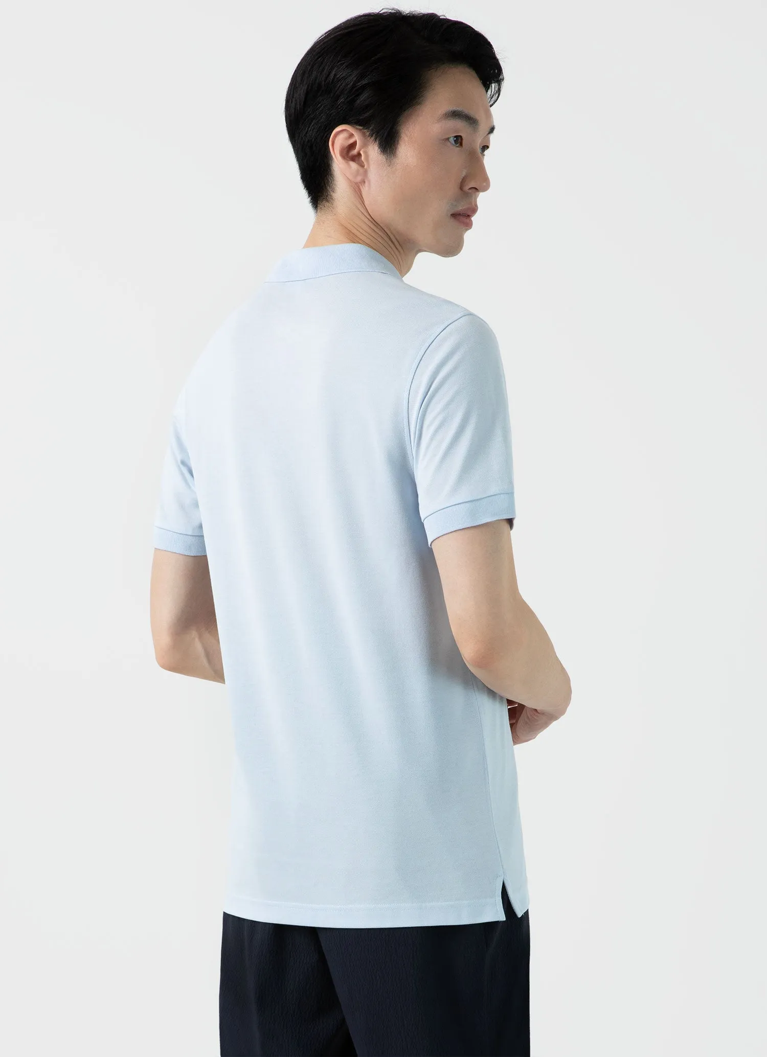 Men's Piqué Polo Shirt in Light Blue sold by Sunspel product image thumbnail 5