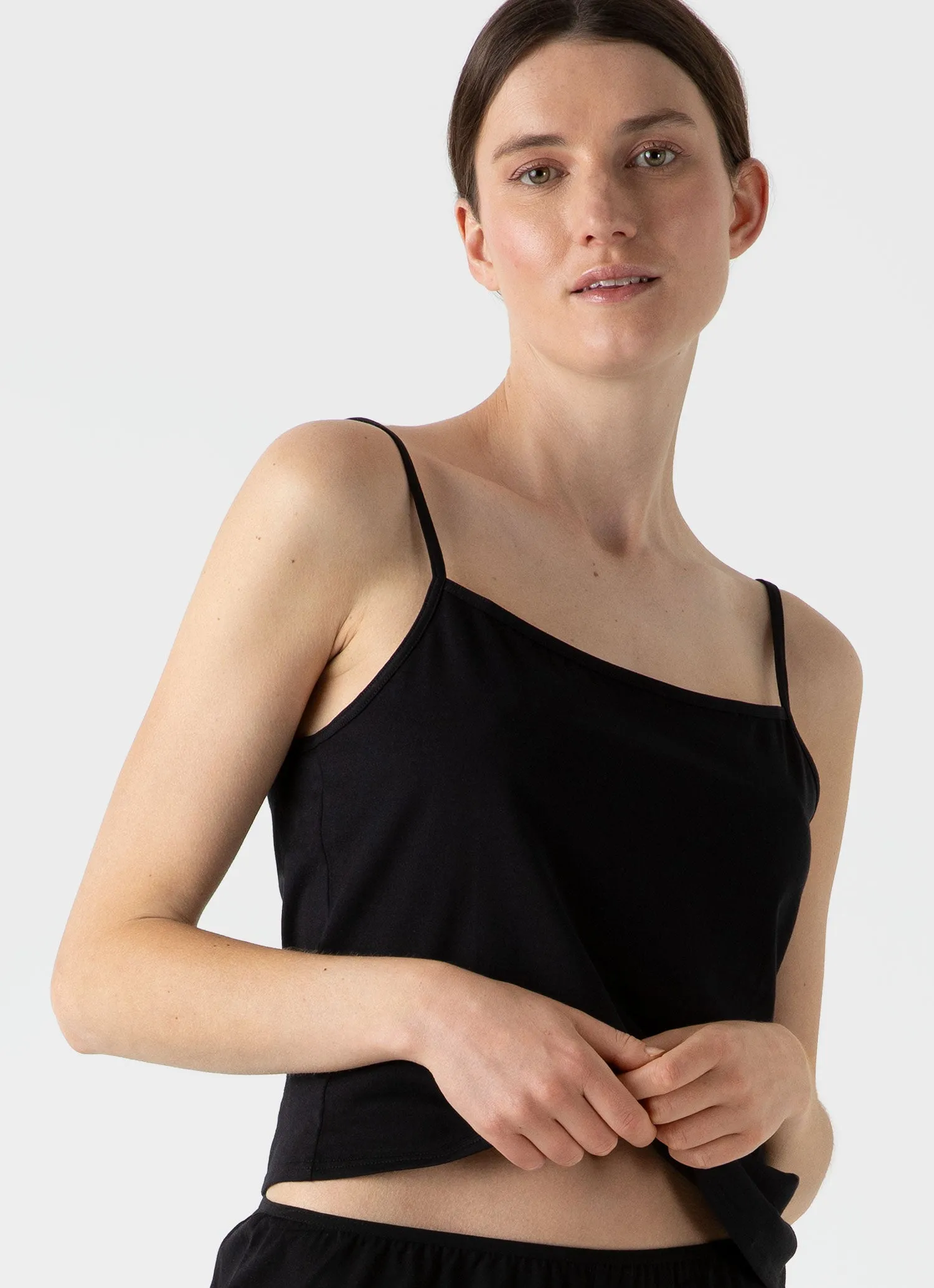 Women's Cotton Cami in Black sold by Sunspel product image thumbnail 2