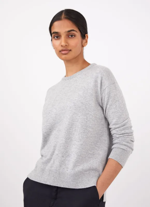 Women's Cashmere Crew Neck Jumper in Grey Melange sold by Sunspel