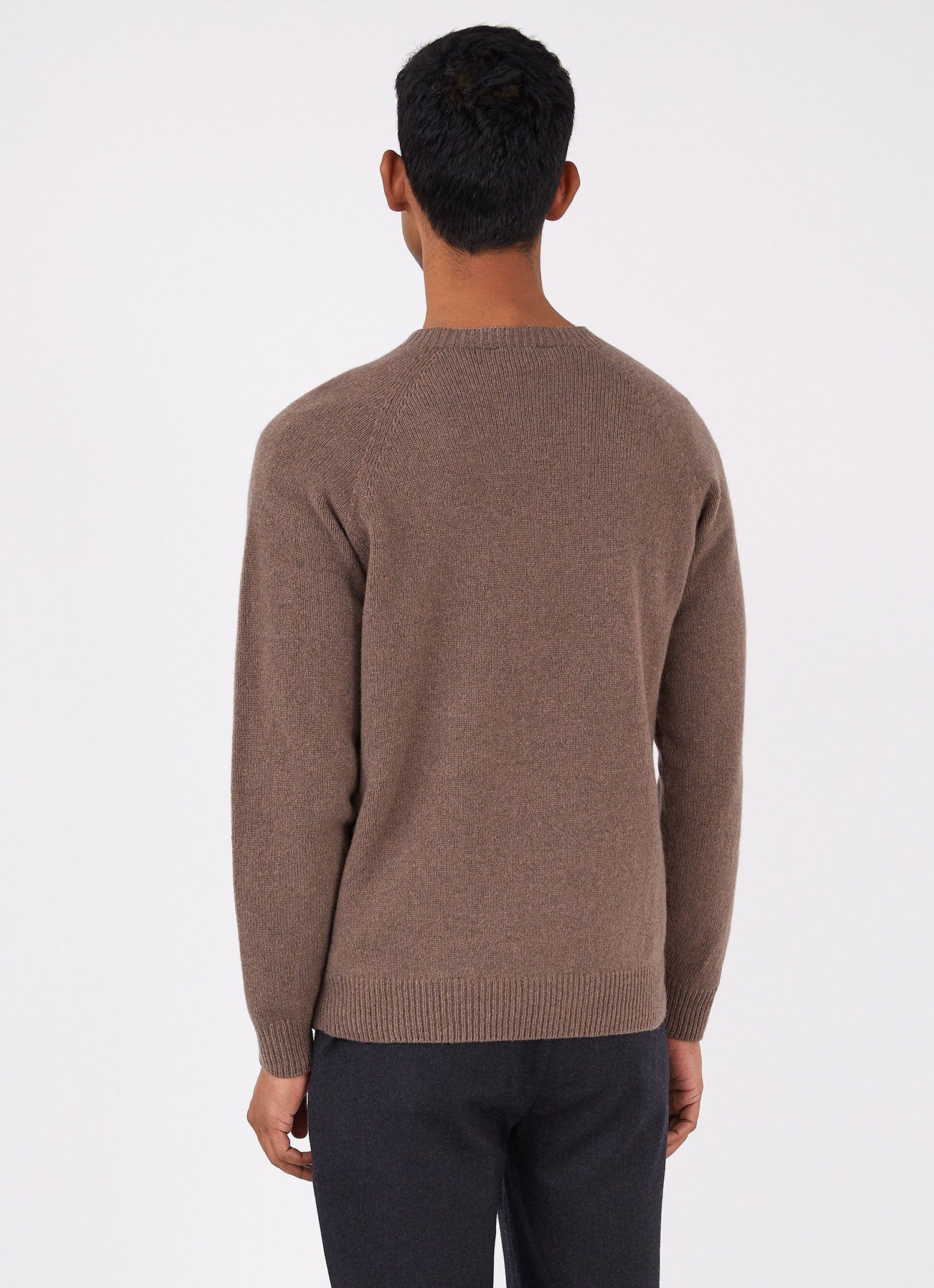 Men's Lambswool Crew Neck Jumper in Umber Brown sold by Sunspel product image thumbnail 4
