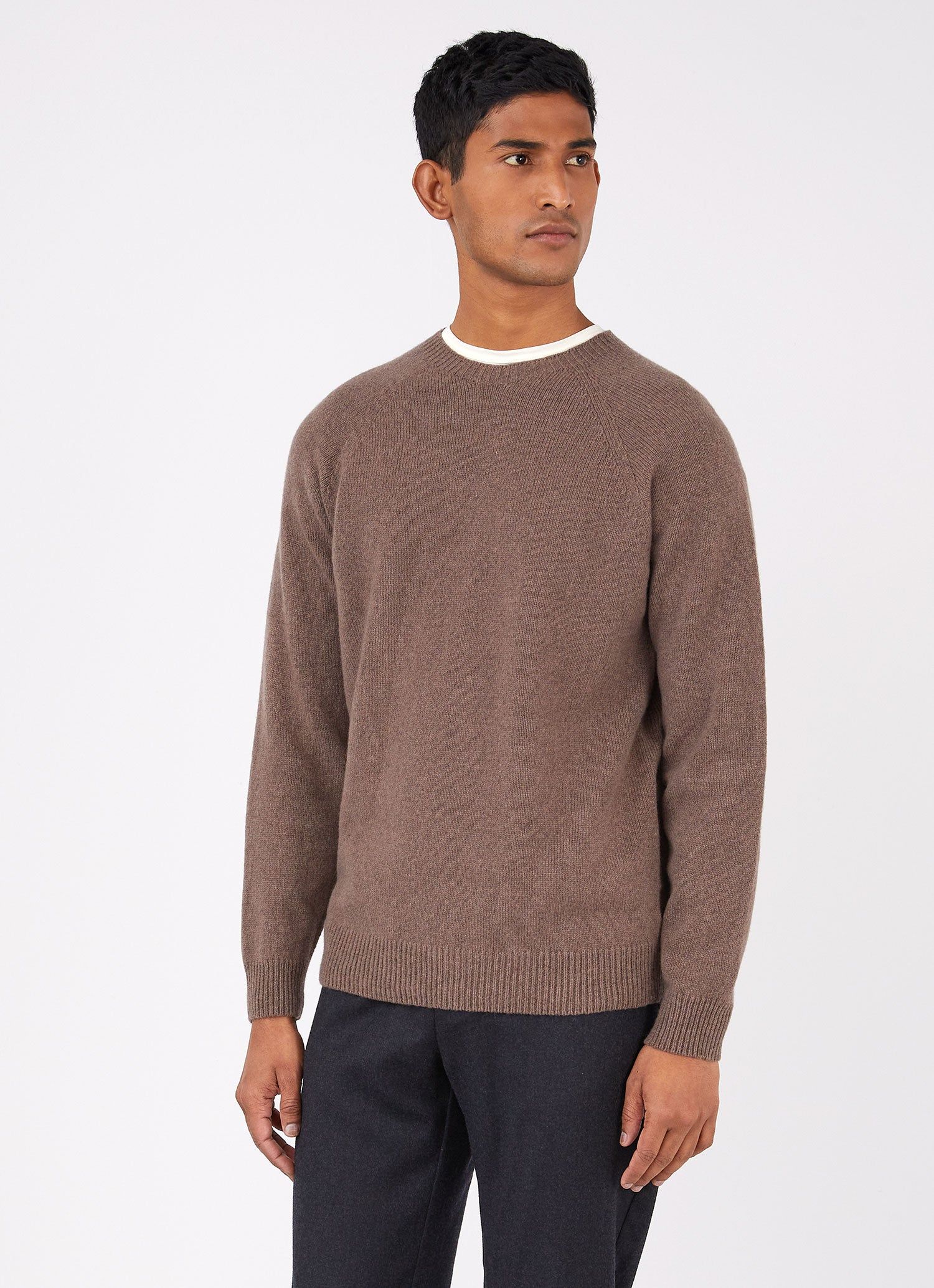 Men's Lambswool Crew Neck Jumper in Umber Brown sold by Sunspel product image thumbnail 2