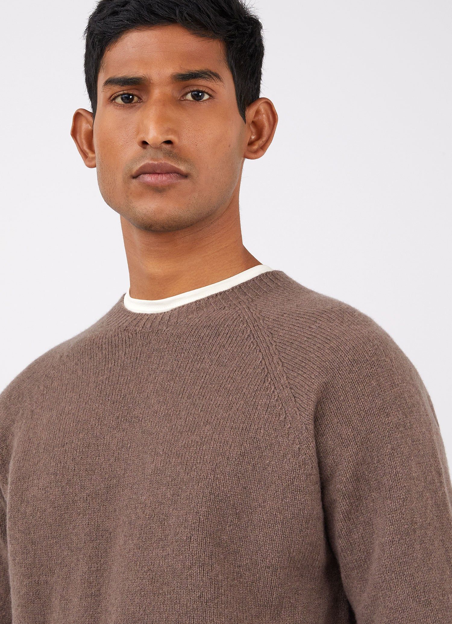 Men's Lambswool Crew Neck Jumper in Umber Brown sold by Sunspel product image thumbnail 5
