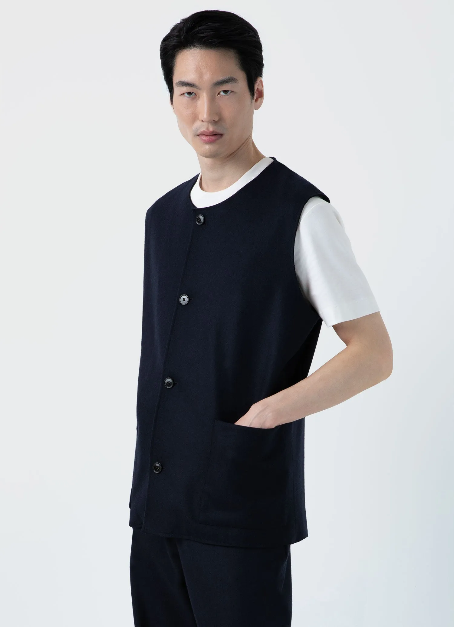 Men's Sunspel x Casely-Hayford Waistcoat in Navy sold by Sunspel product image thumbnail 2