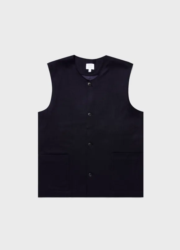 Men's Sunspel x Casely-Hayford Waistcoat in Navy sold by Sunspel