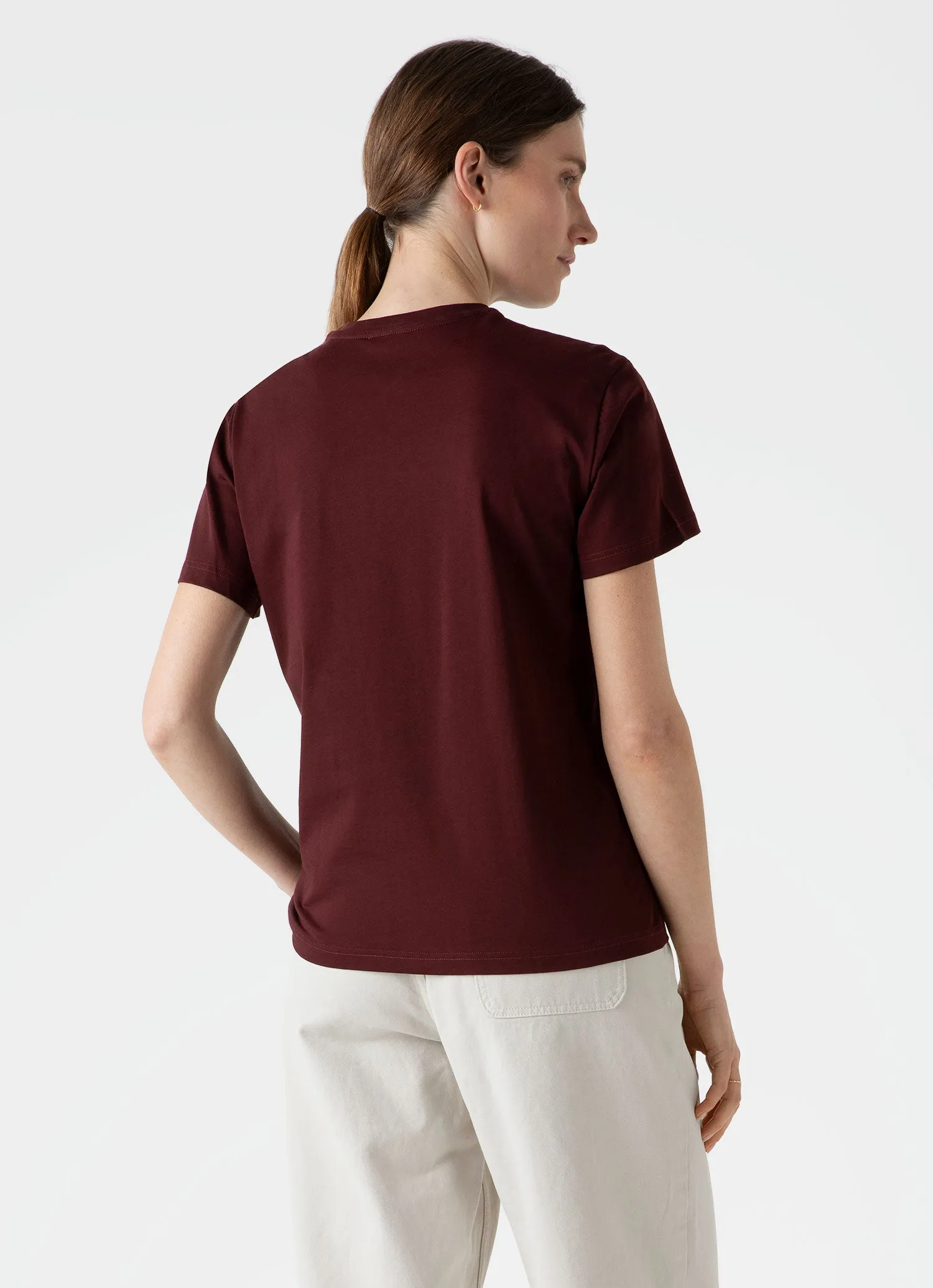 Women's Boy Fit T-shirt in Maroon sold by Sunspel product image thumbnail 4