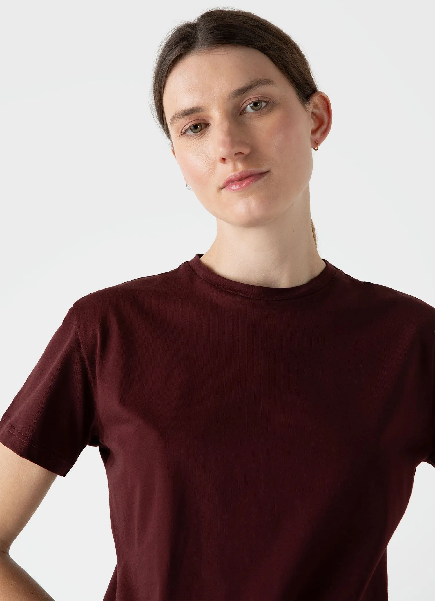 Women's Boy Fit T-shirt in Maroon sold by Sunspel product image thumbnail 3