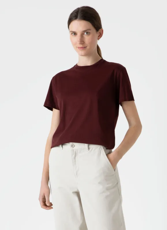 Women's Boy Fit T-shirt in Maroon sold by Sunspel