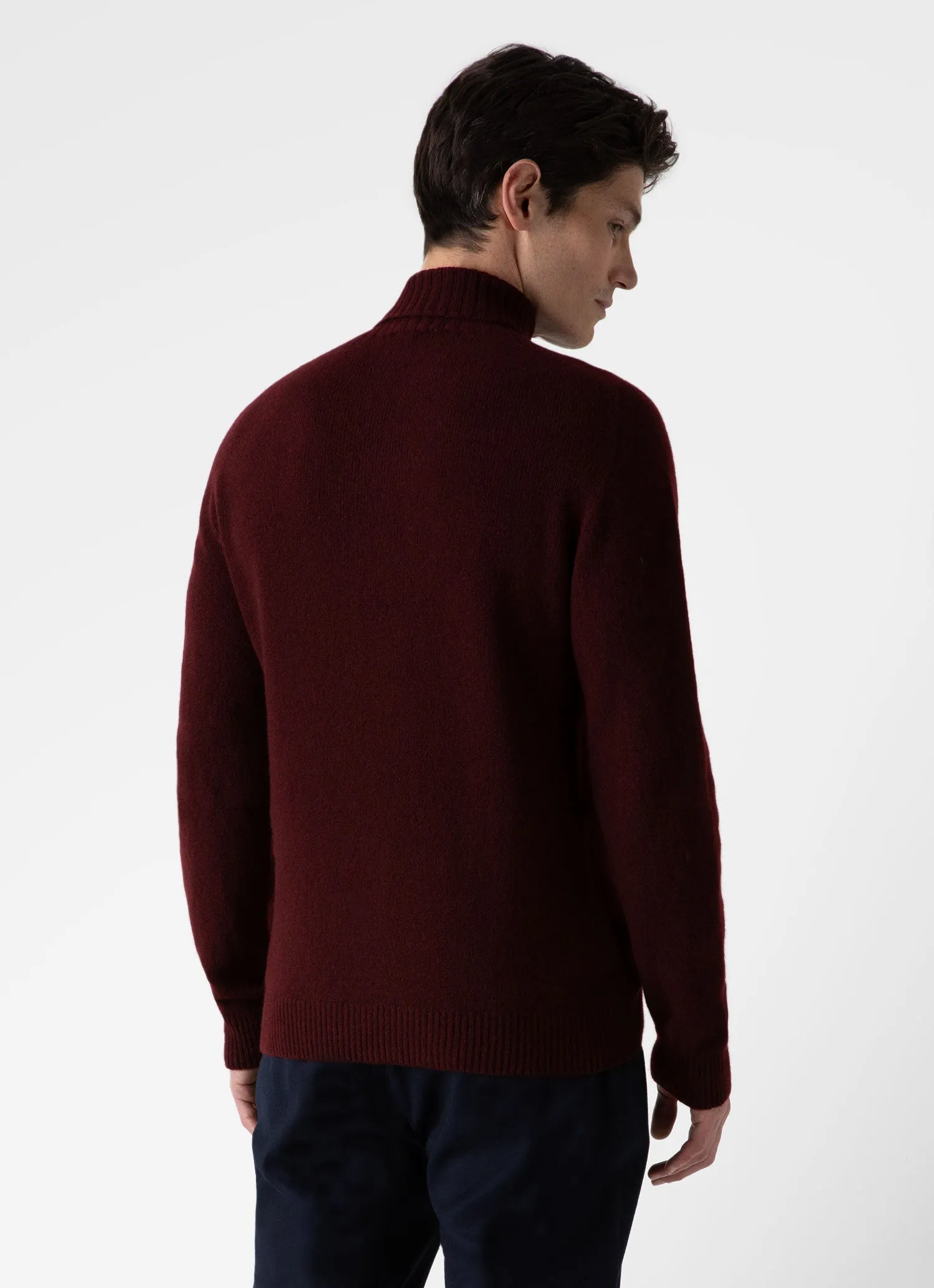 Men's Lambswool Roll Neck in Maroon sold by Sunspel product image thumbnail 5