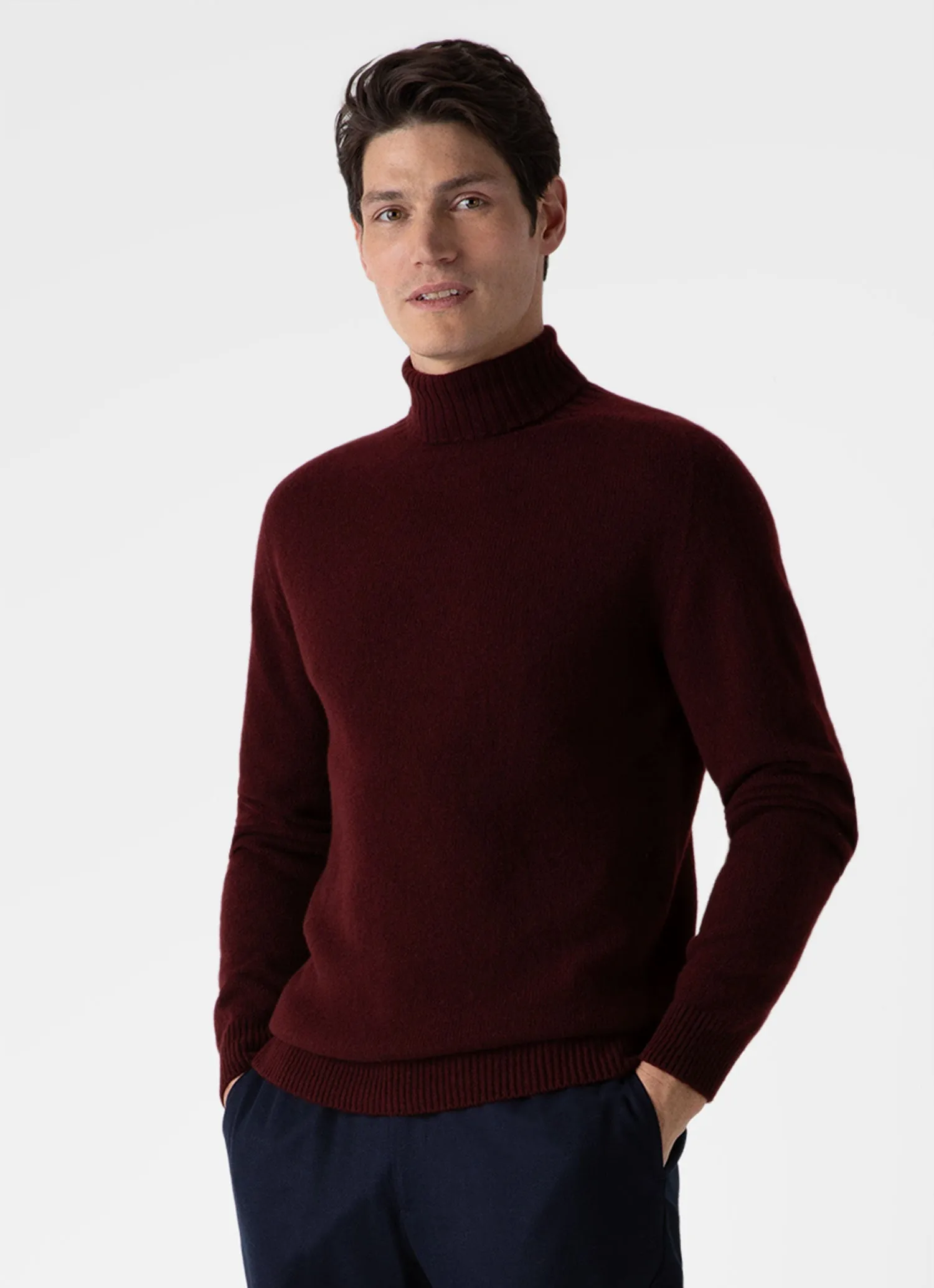 Men's Lambswool Roll Neck in Maroon sold by Sunspel product image thumbnail 2