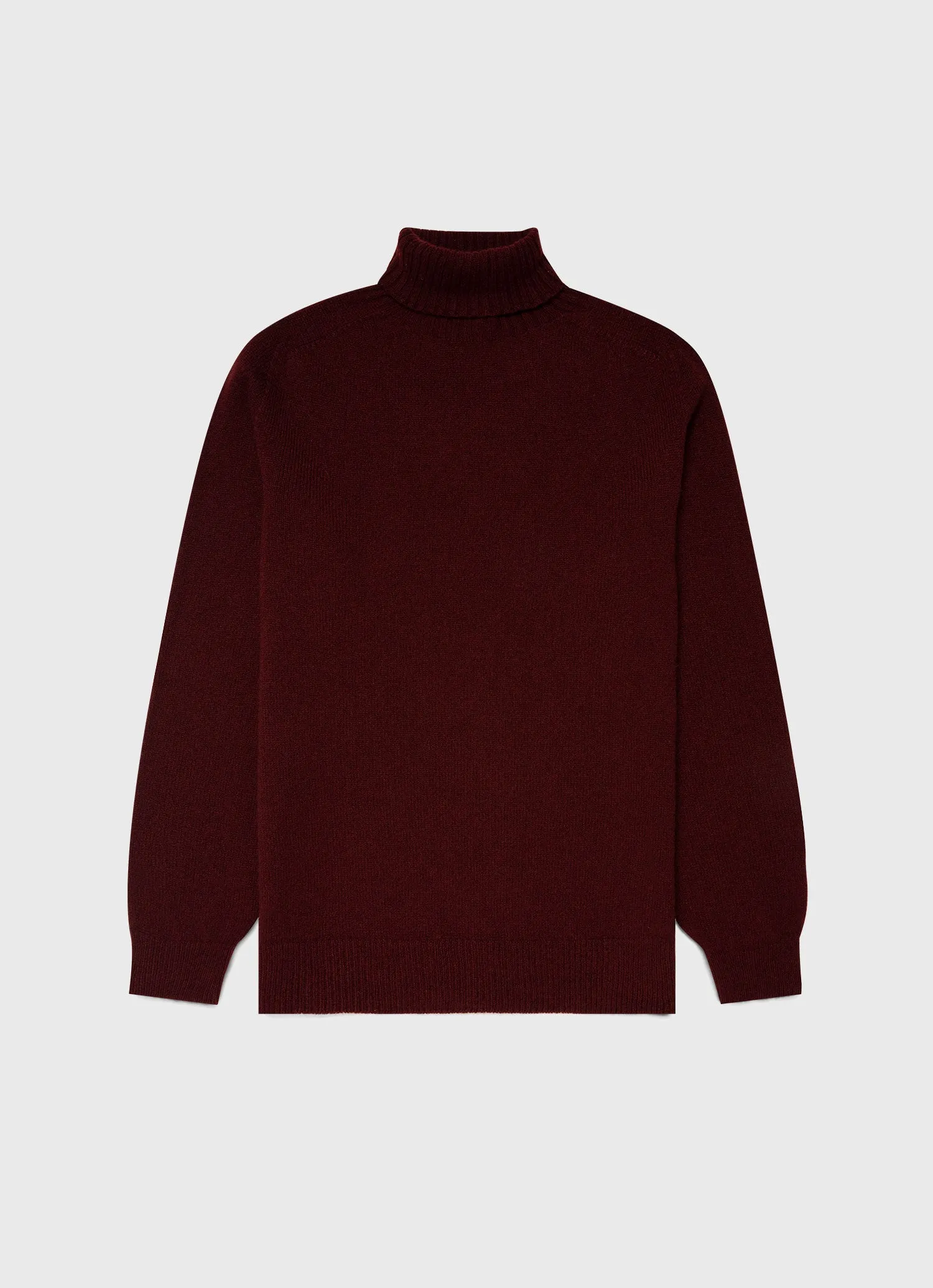 Men's Lambswool Roll Neck in Maroon sold by Sunspel