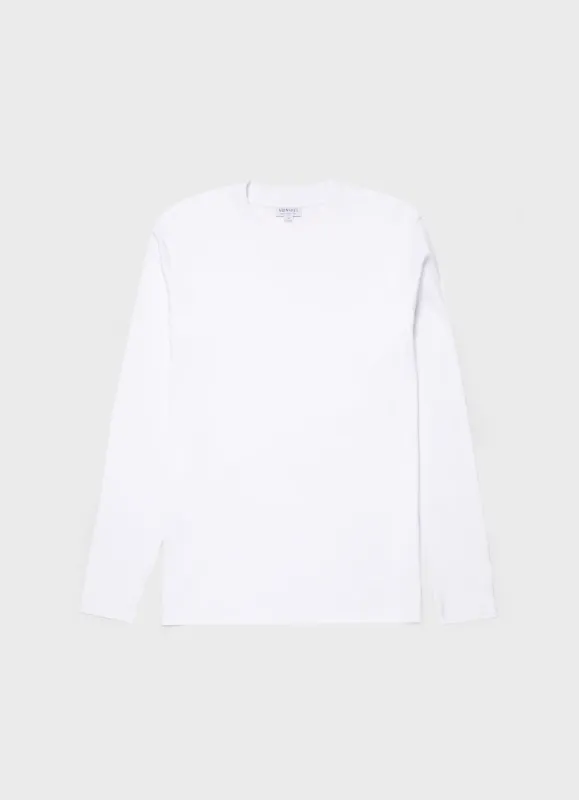 Men's Long Sleeve Heavyweight T-shirt in White sold by Sunspel