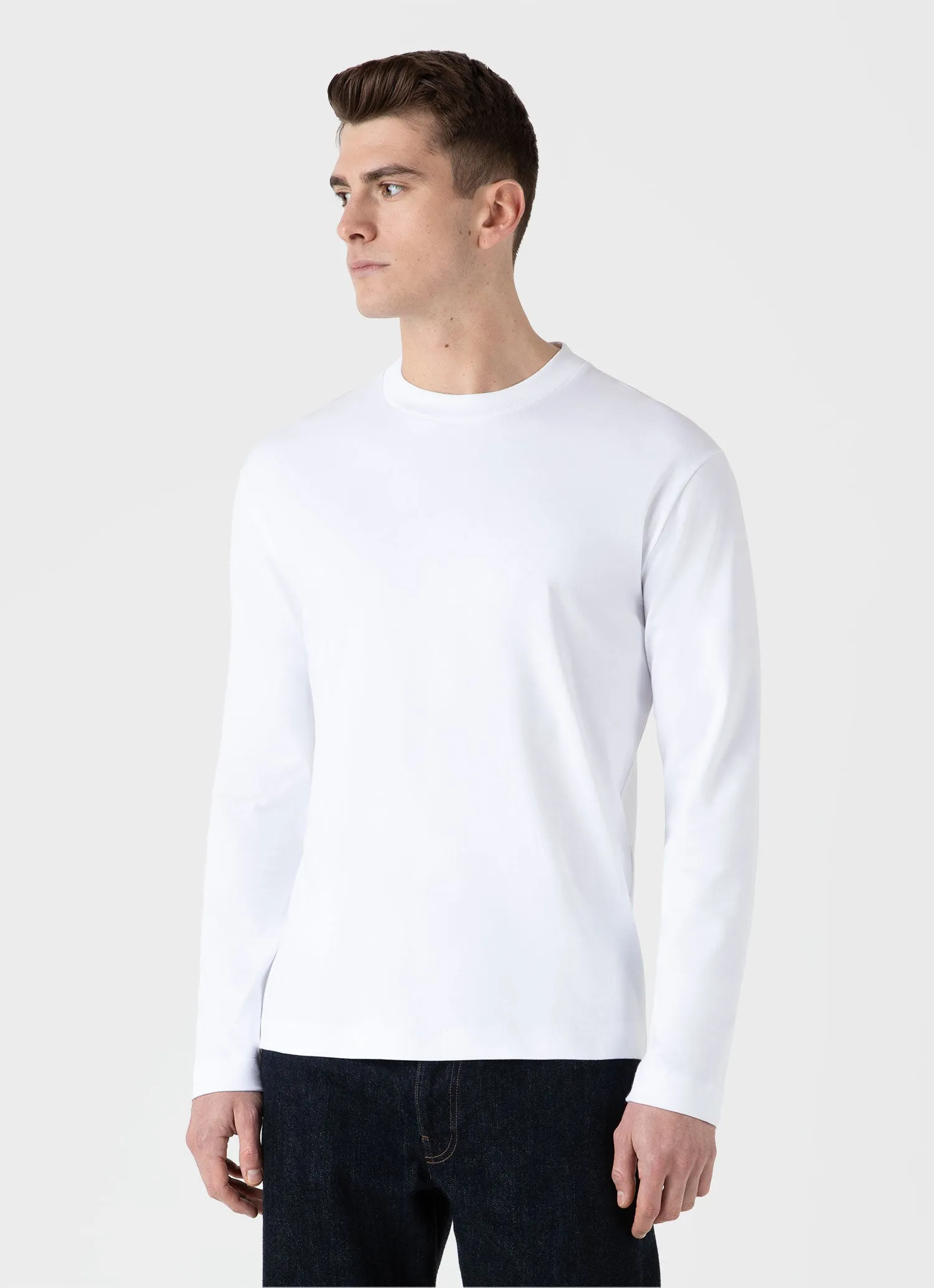 Men's Long Sleeve Heavyweight T-shirt in White sold by Sunspel product image thumbnail 2