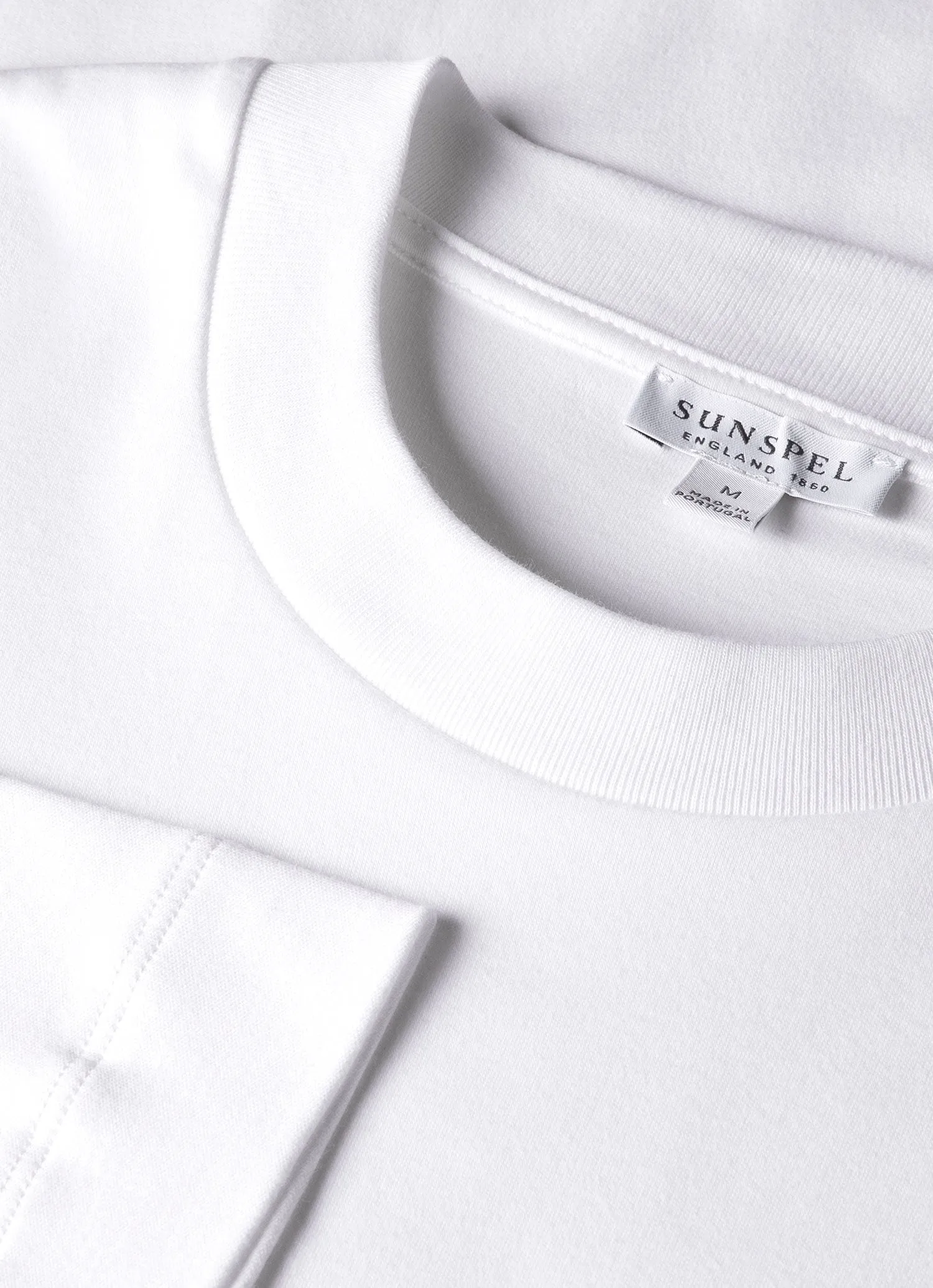 Men's Long Sleeve Heavyweight T-shirt in White sold by Sunspel product image thumbnail 4