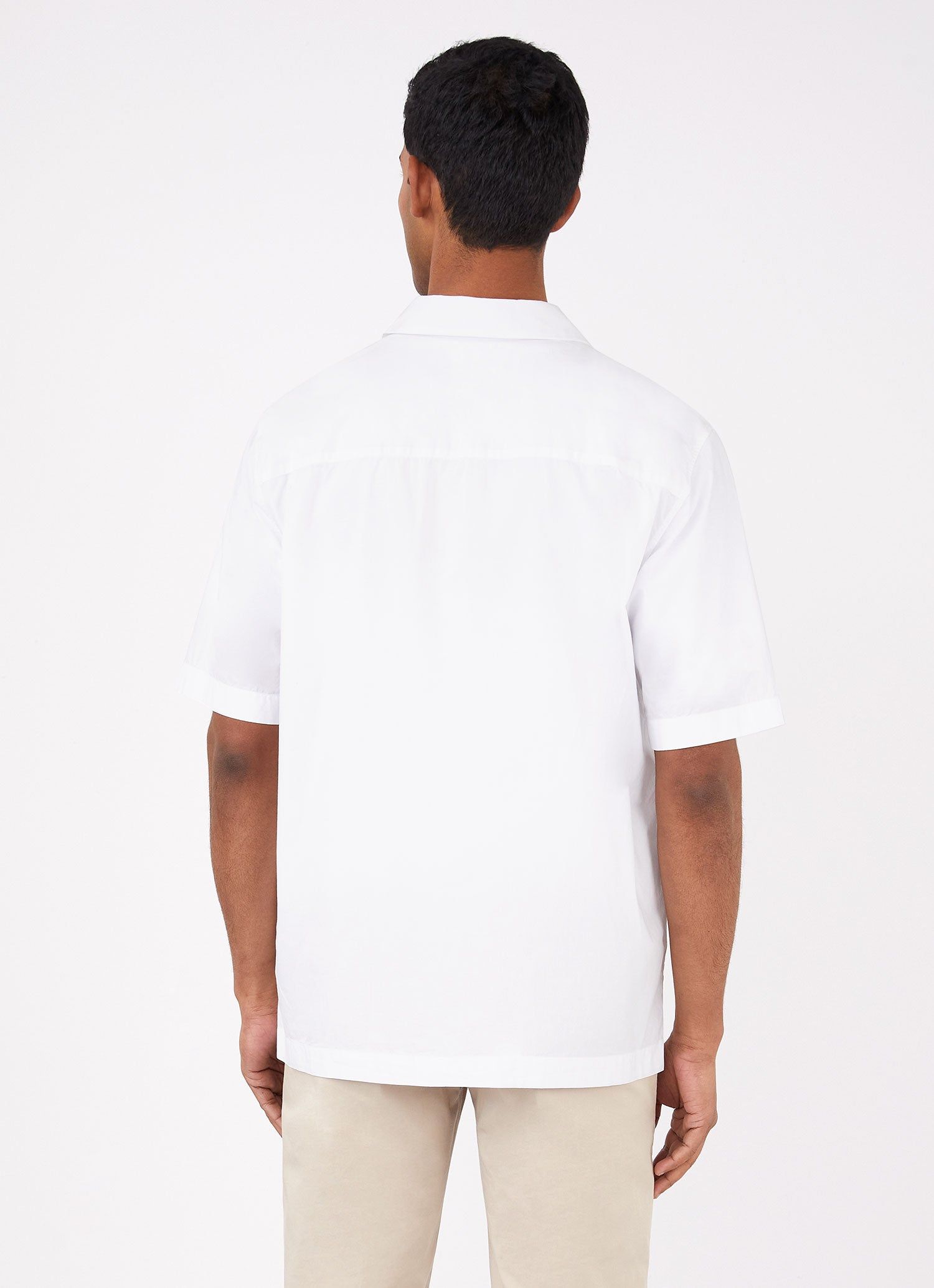 Men's Poplin Camp Collar Shirt in White sold by Sunspel product image thumbnail 4