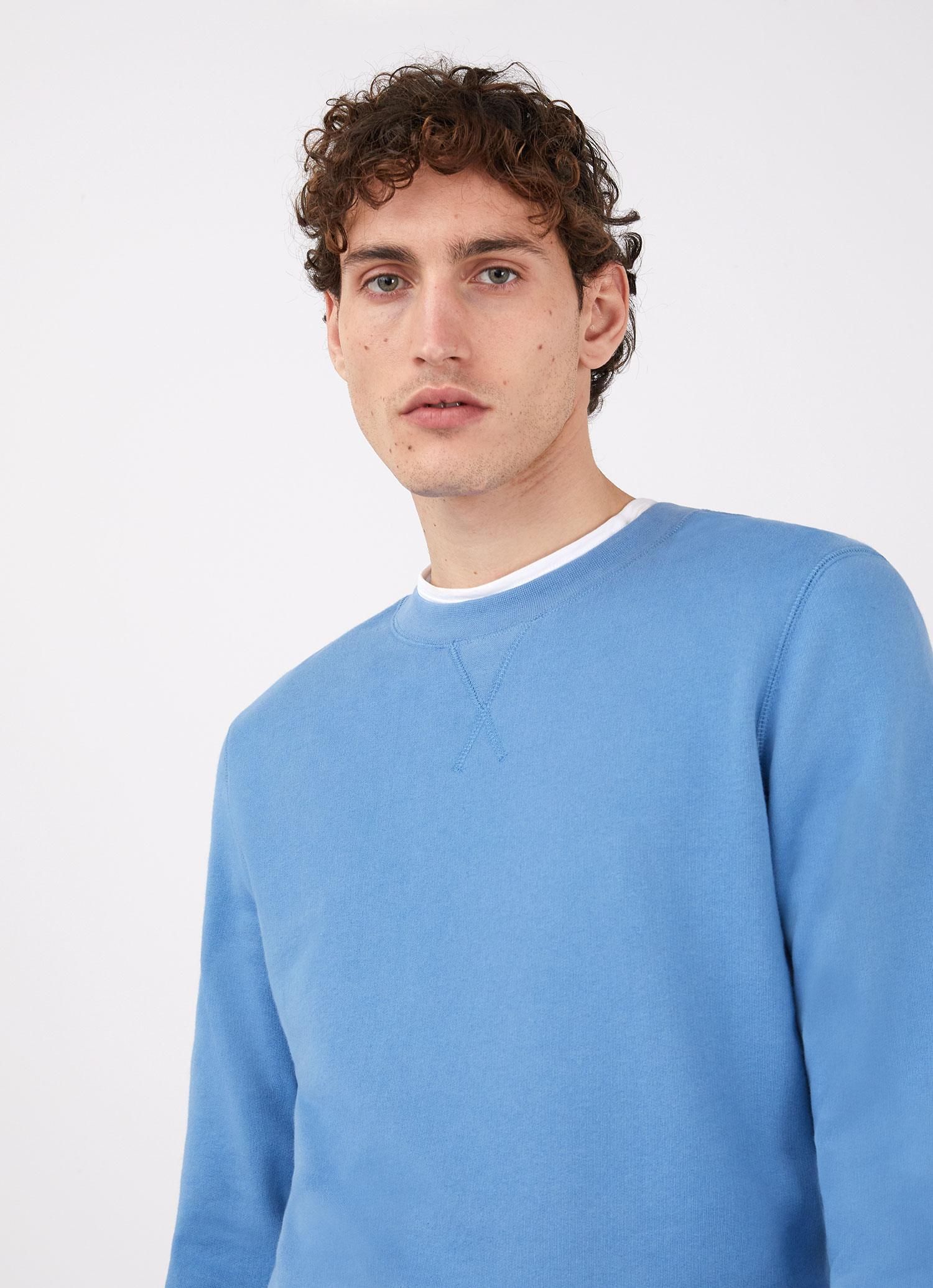 Men's Loopback Sweatshirt in Lake Blue sold by Sunspel product image thumbnail 5