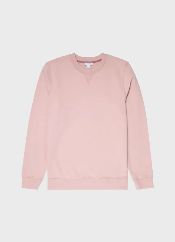 Men's Loopback Sweatshirt in Shell Pink made by Sunspel