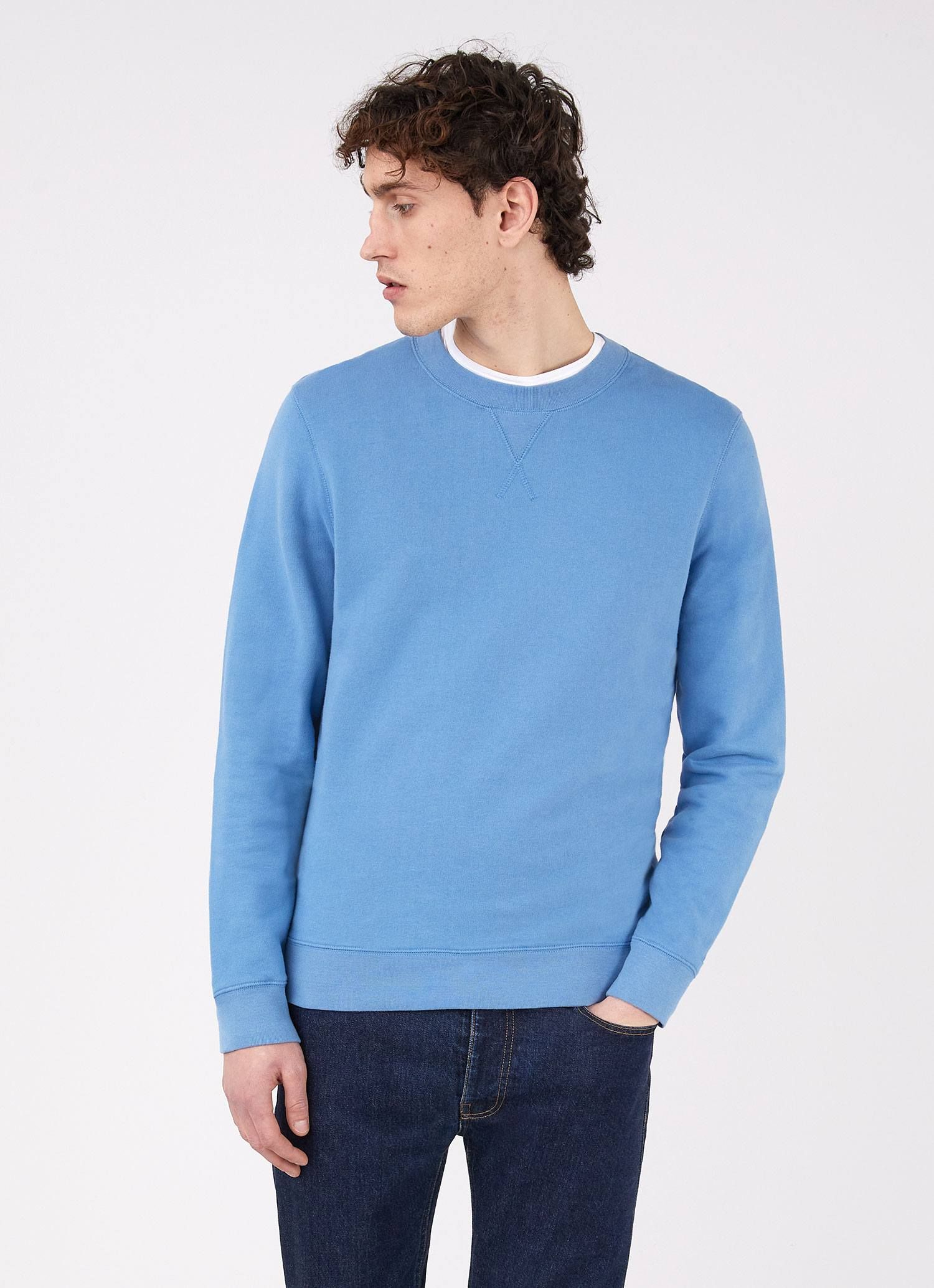 Men's Loopback Sweatshirt in Lake Blue sold by Sunspel product image thumbnail 2