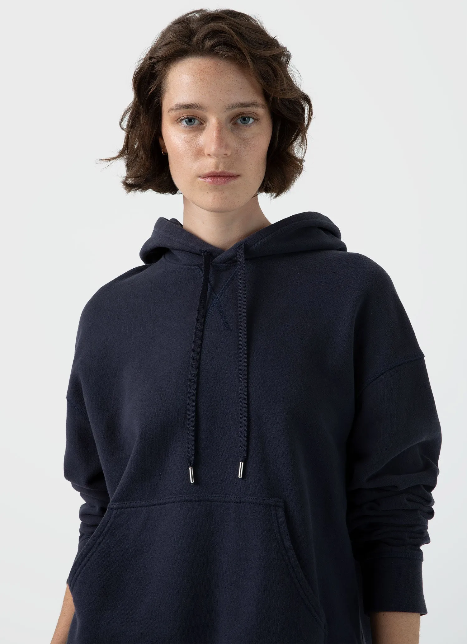 Women's Loopback Hoodie in Navy sold by Sunspel