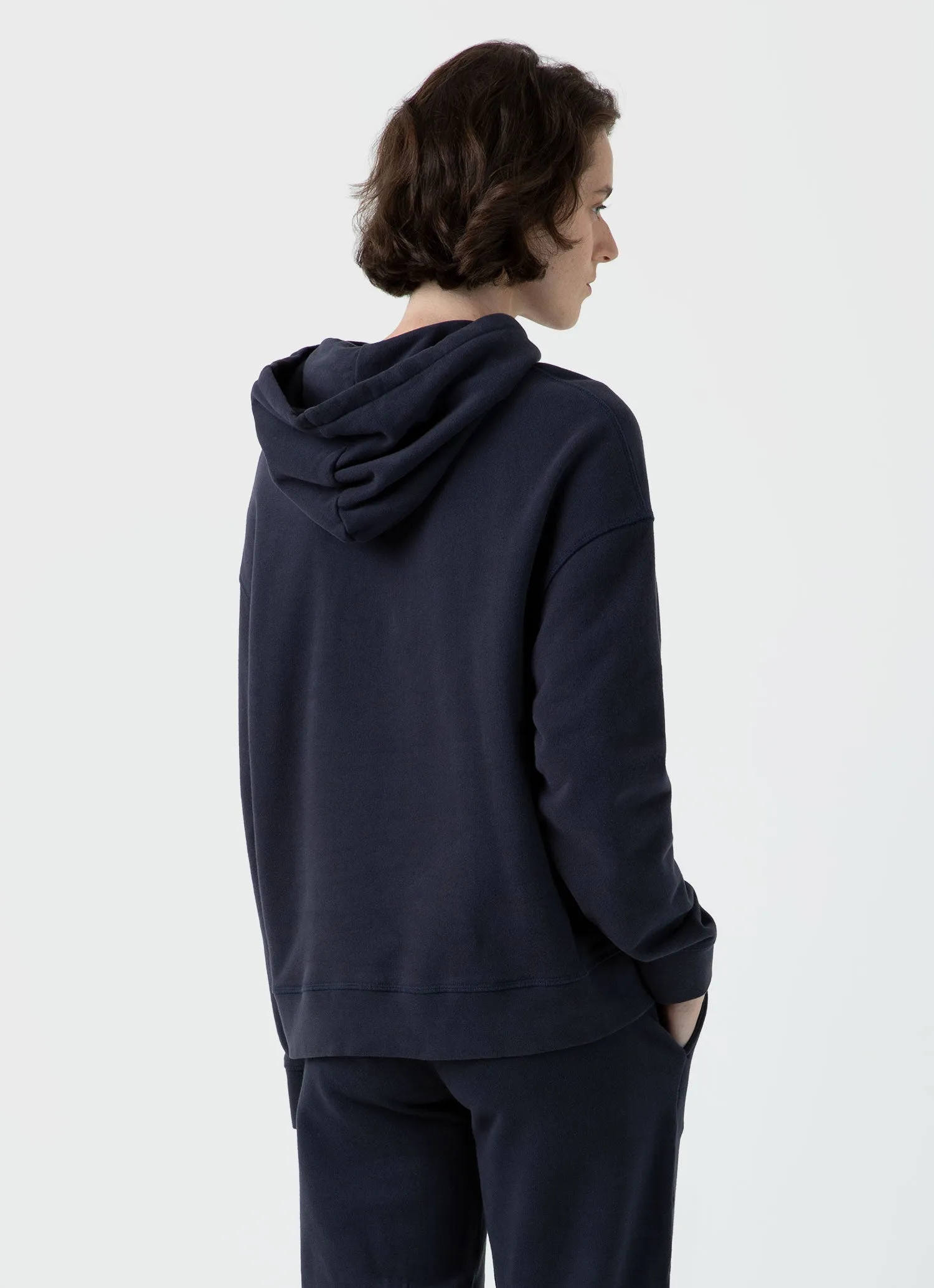 Women's Loopback Hoodie in Navy sold by Sunspel product image thumbnail 4