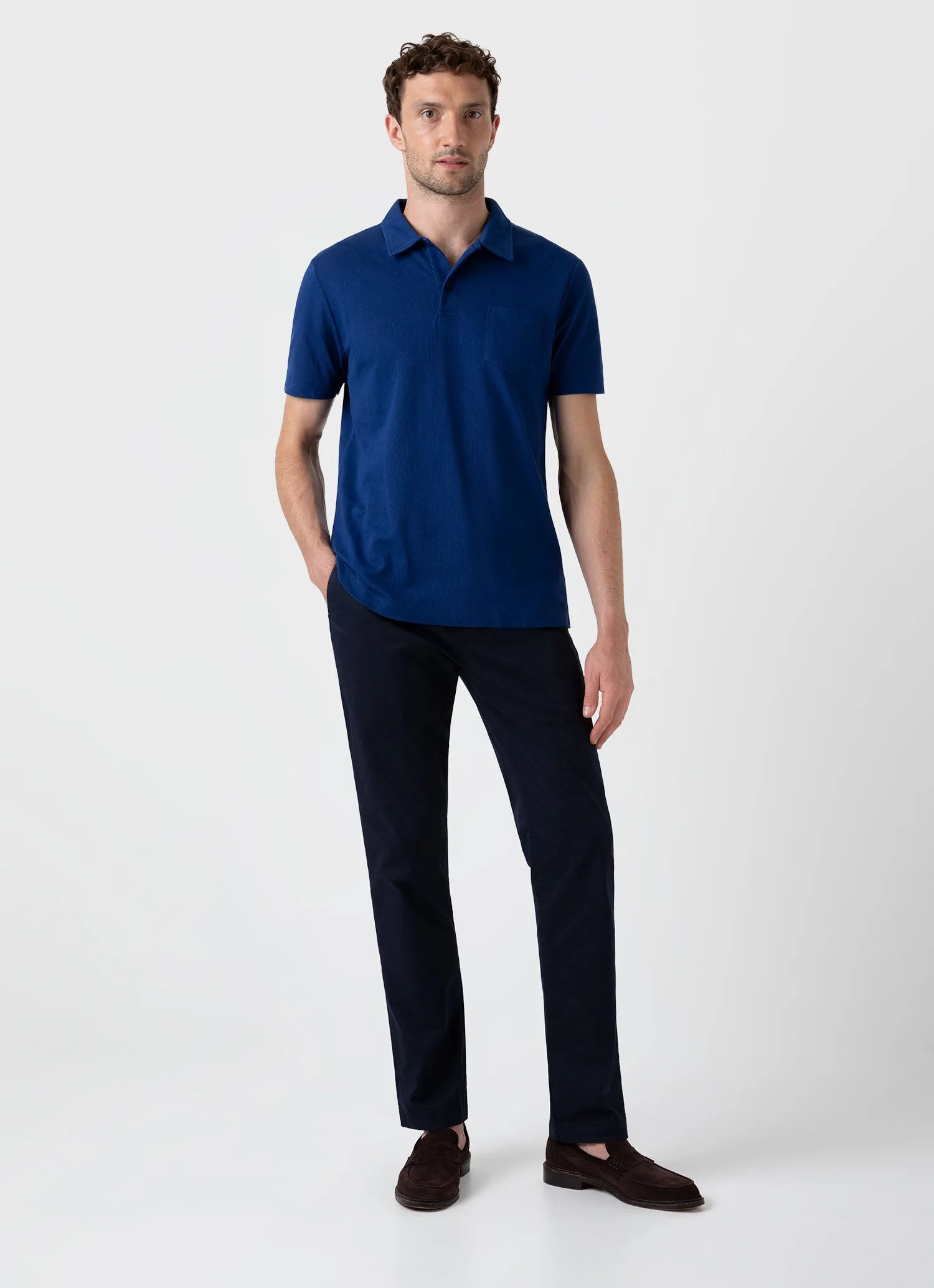 Men's Riviera Polo Shirt in Space Blue sold by Sunspel product image thumbnail 3