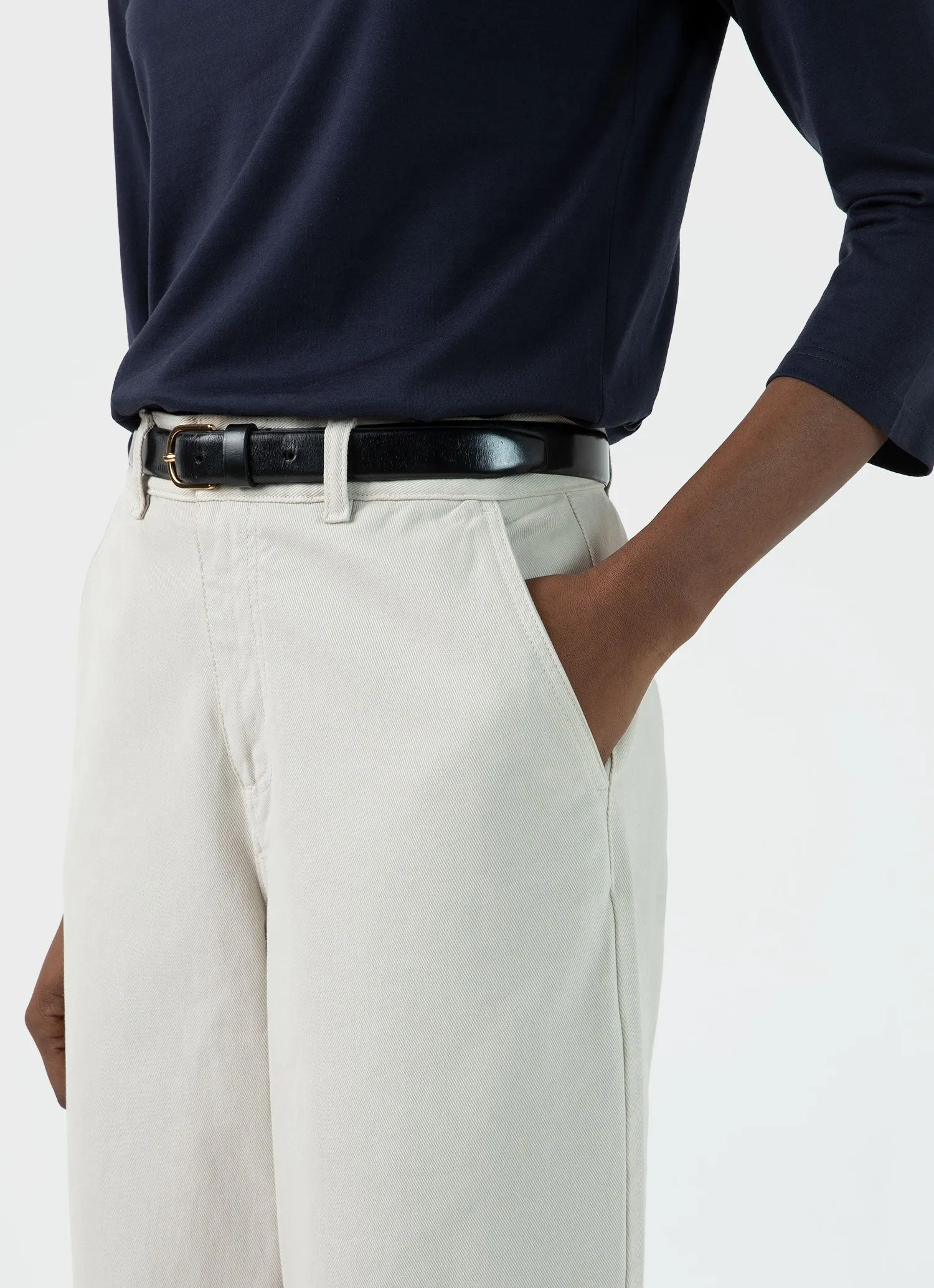Women's Cotton Tapered Trouser in Chalk sold by Sunspel product image thumbnail 3