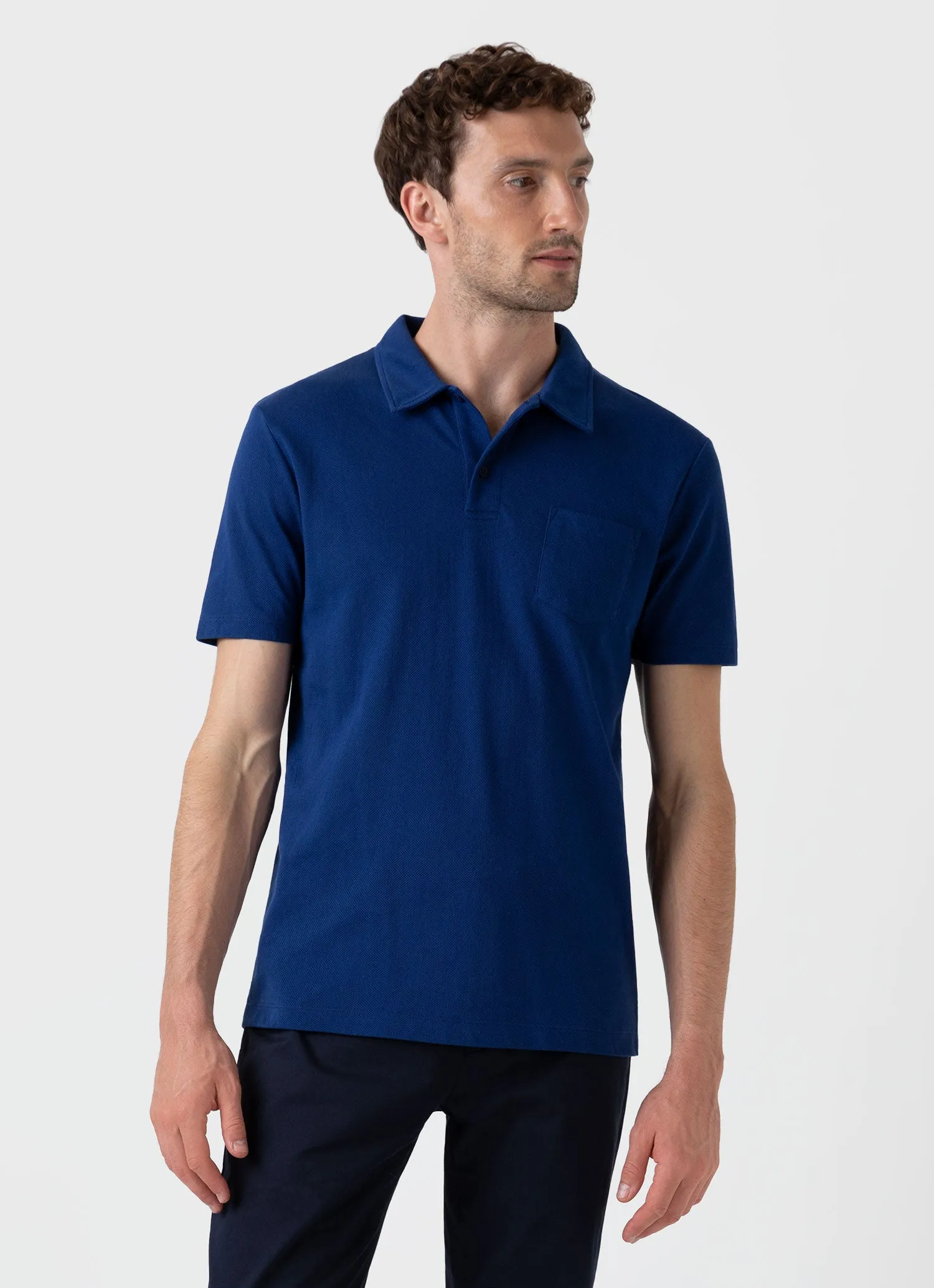 Men's Riviera Polo Shirt in Space Blue sold by Sunspel product image thumbnail 2
