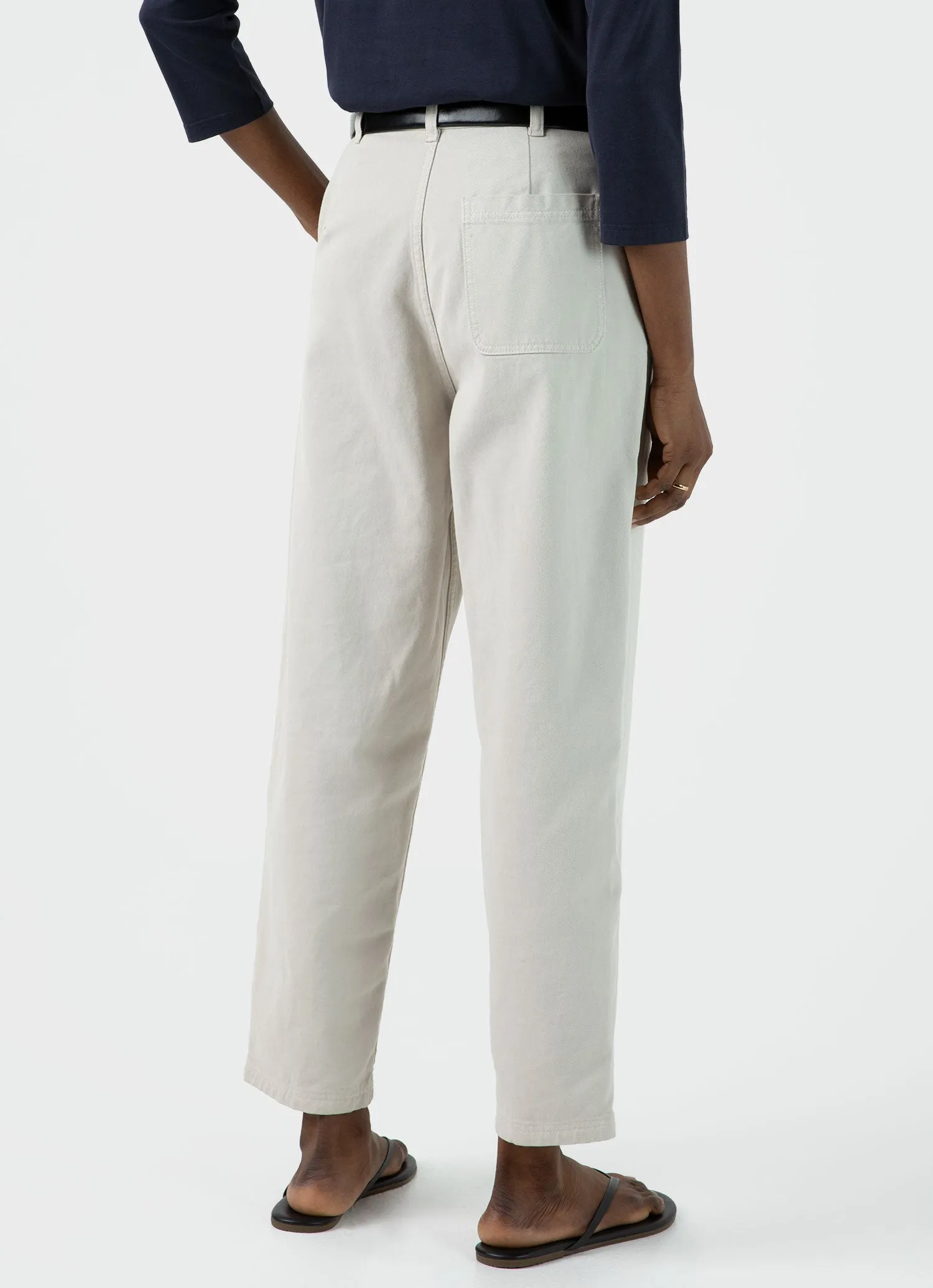 Women's Cotton Tapered Trouser in Chalk sold by Sunspel product image thumbnail 4