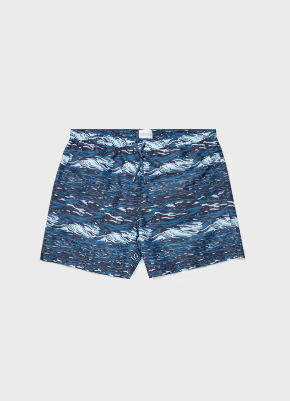 Men's Swimshort in Bluestone Ocean Water Print sold by Sunspel