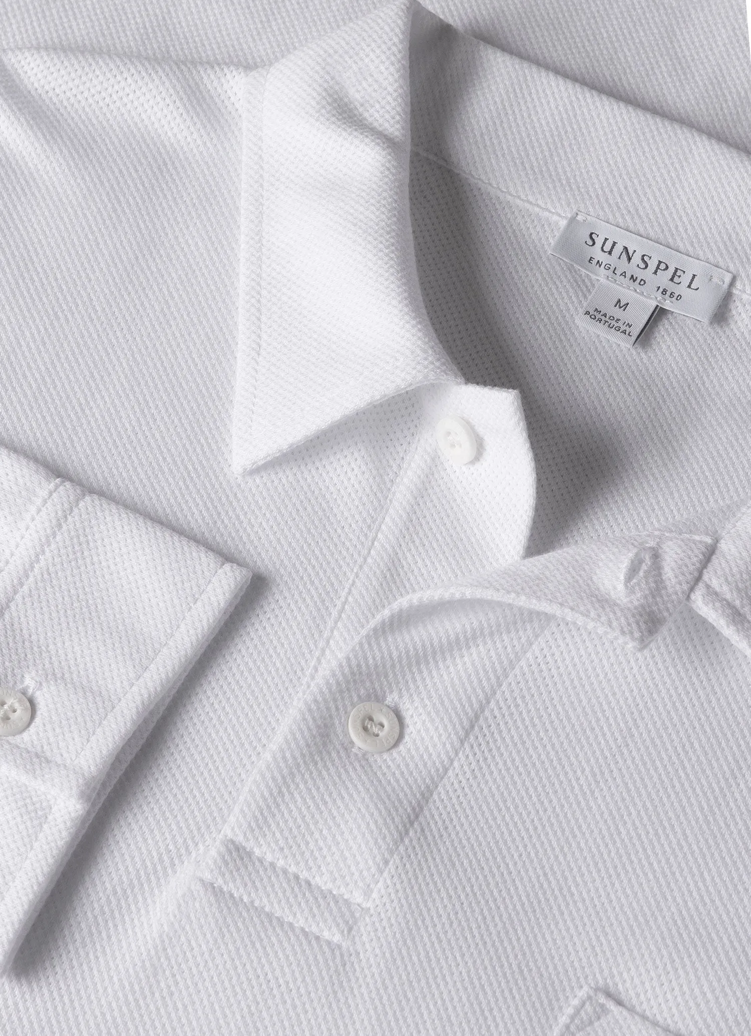 Men's Long Sleeve Riviera Polo Shirt in White sold by Sunspel product image thumbnail 4