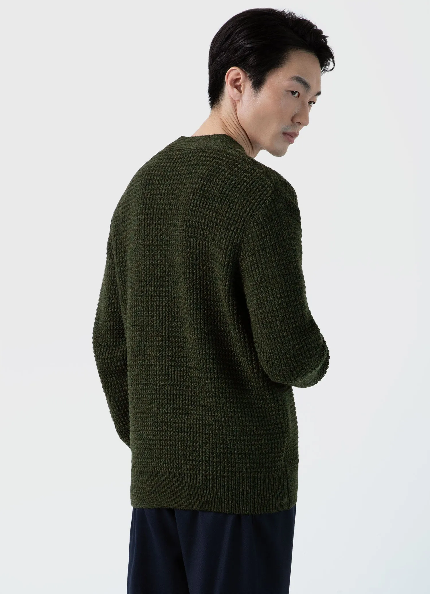Men's Fisherman Cardigan in Dark Olive sold by Sunspel product image thumbnail 5