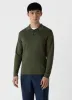 Men's Sea Island Cotton Long Sleeve Polo Shirt in Hunter Green sold by Sunspel