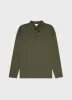 Men's Sea Island Cotton Long Sleeve Polo Shirt in Hunter Green sold by Sunspel